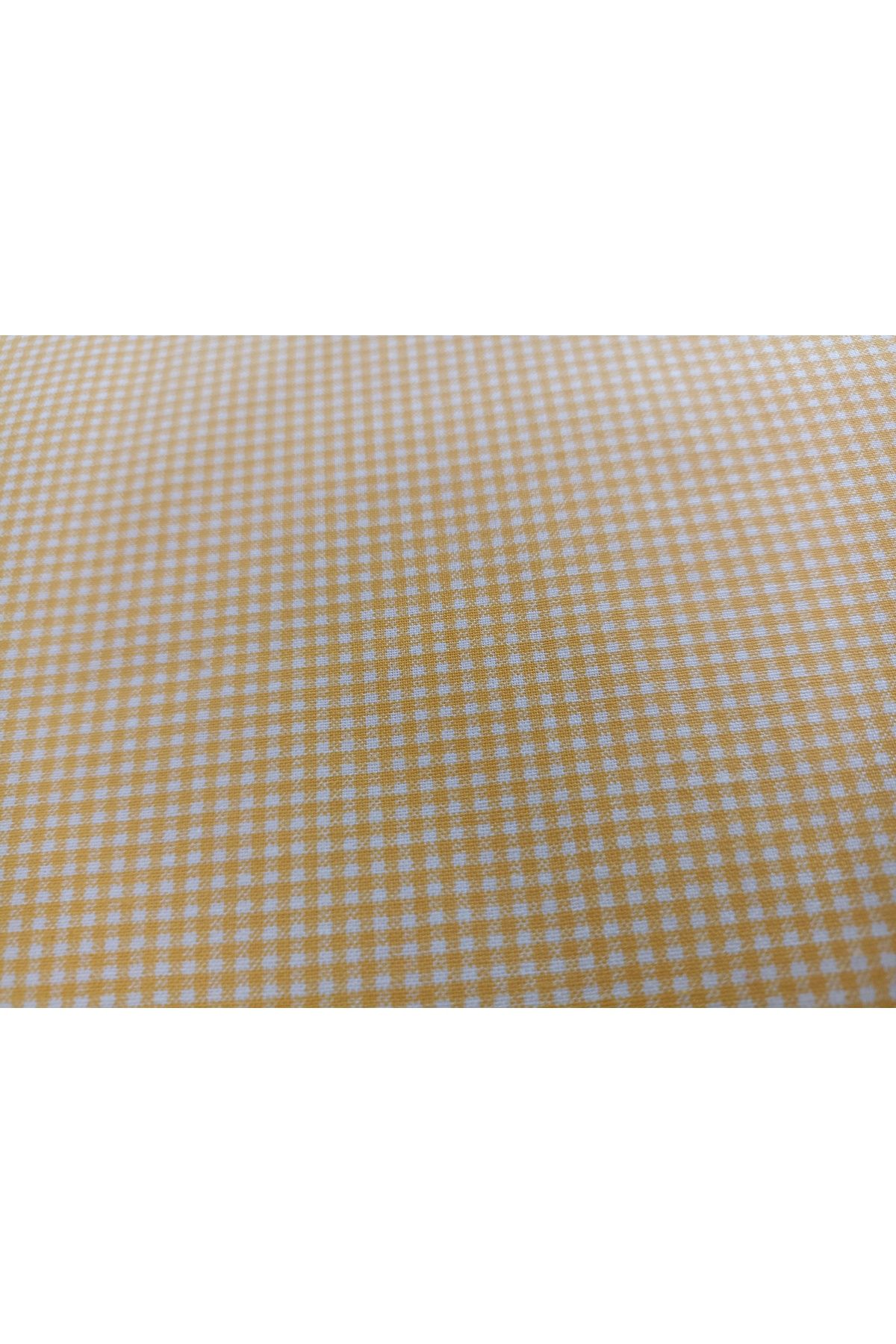 ida design store Sarı Beyaz Pötikareli %100 Pamuk Poplin Kumaş 100*240