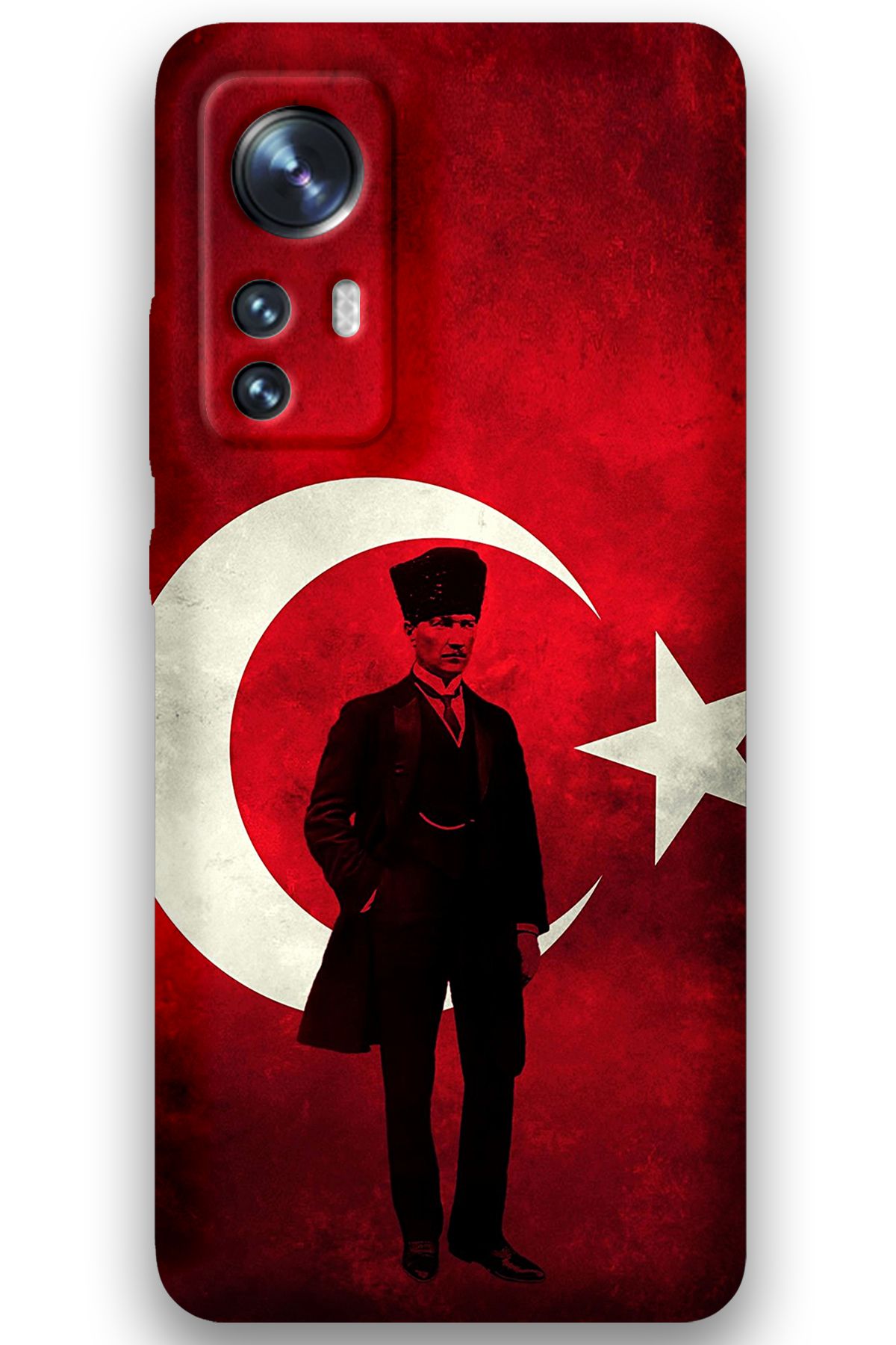 Gramaphone Xiaomi Mi 12 Pro Uyumlu Atatürk Desenli Telefon Kılıfı + Ekran Koruyucu - 5849