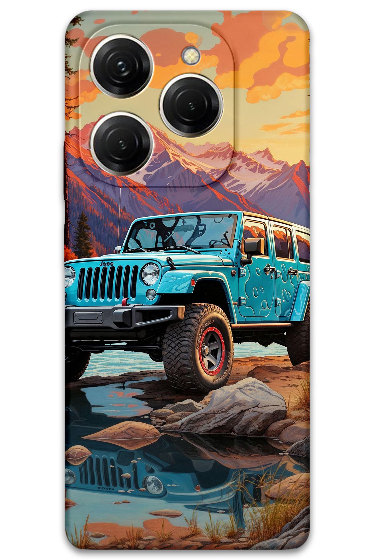 Gramaphone Tecno Spark 20 Pro Uyumlu Araba Desenli Telefon Kılıfı + Ekran Koruyucu - 5758
