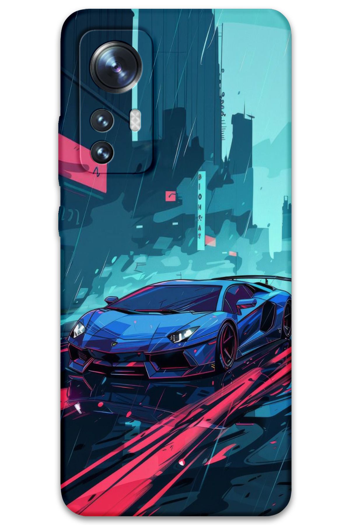 Gramaphone Xiaomi Mi 12 Pro Uyumlu Araba Desenli Telefon Kılıfı + Ekran Koruyucu - 5763