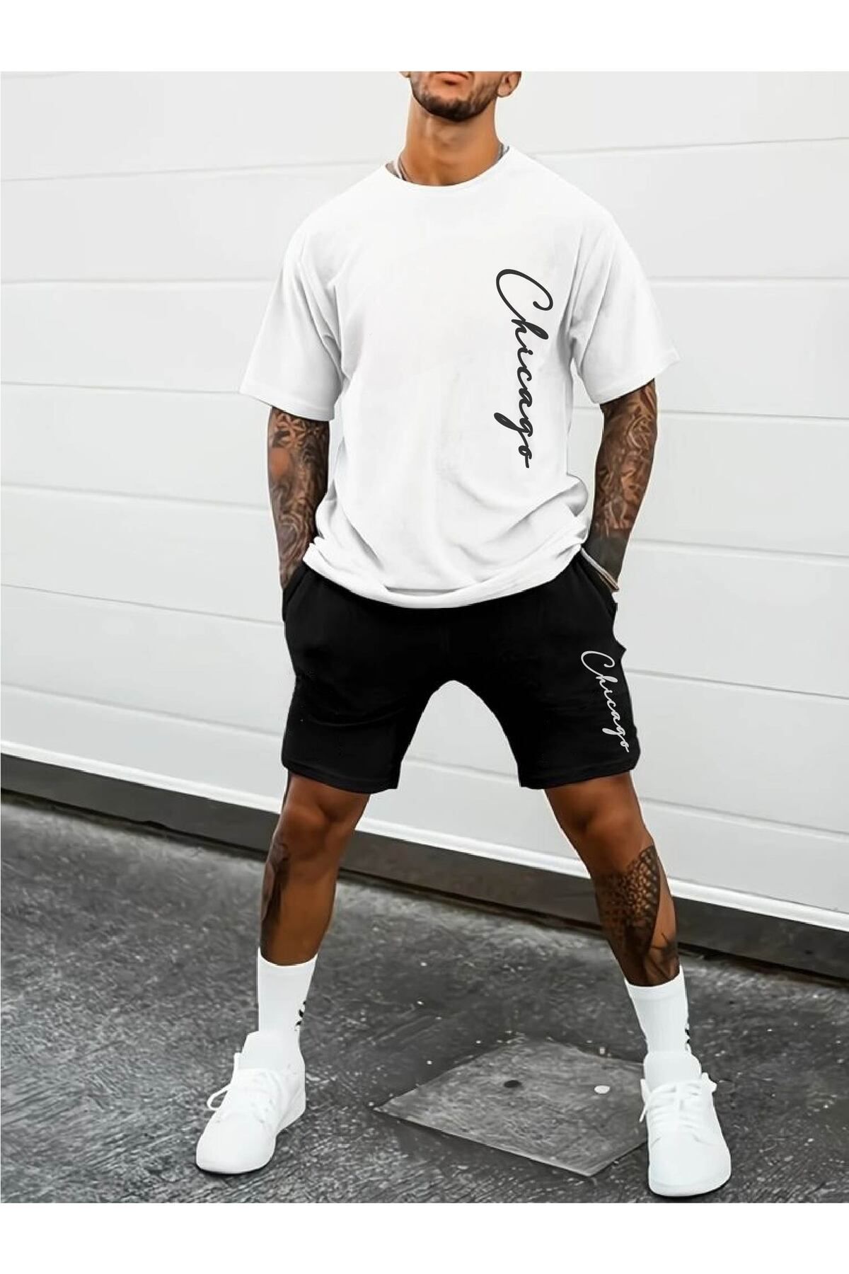 RawNox Kombin Serisi T-shirt/Şort Chicago Baskılı