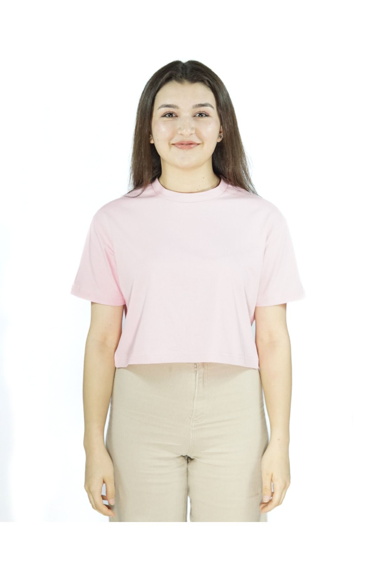 duck store Basic | Premium Pembe Renk Crop | Oversize