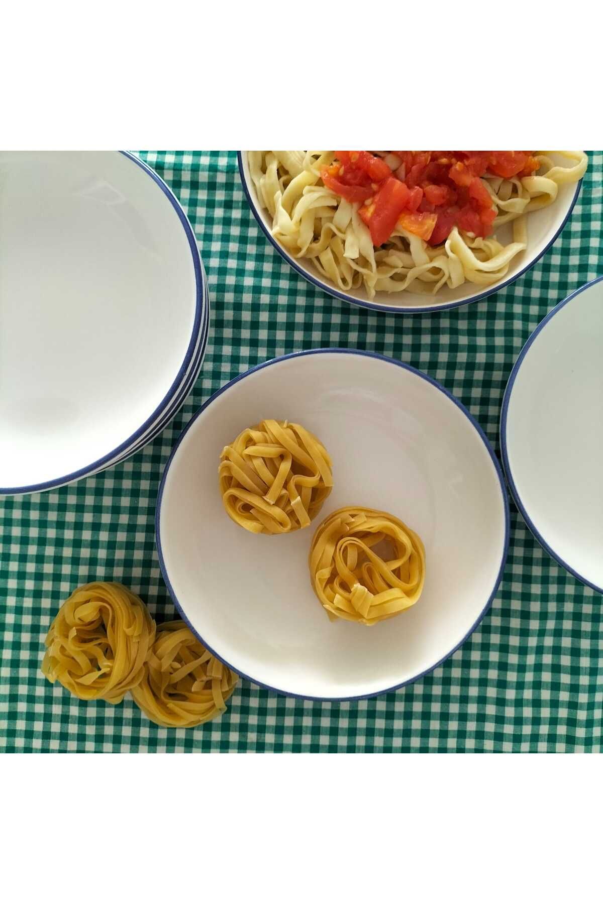 SERANO 6 Adet Seramik Yemek Tabağı,17 cm Çukur Yemek Tabağı,Günlük Yemek Tabağı,Makarna Tabağı