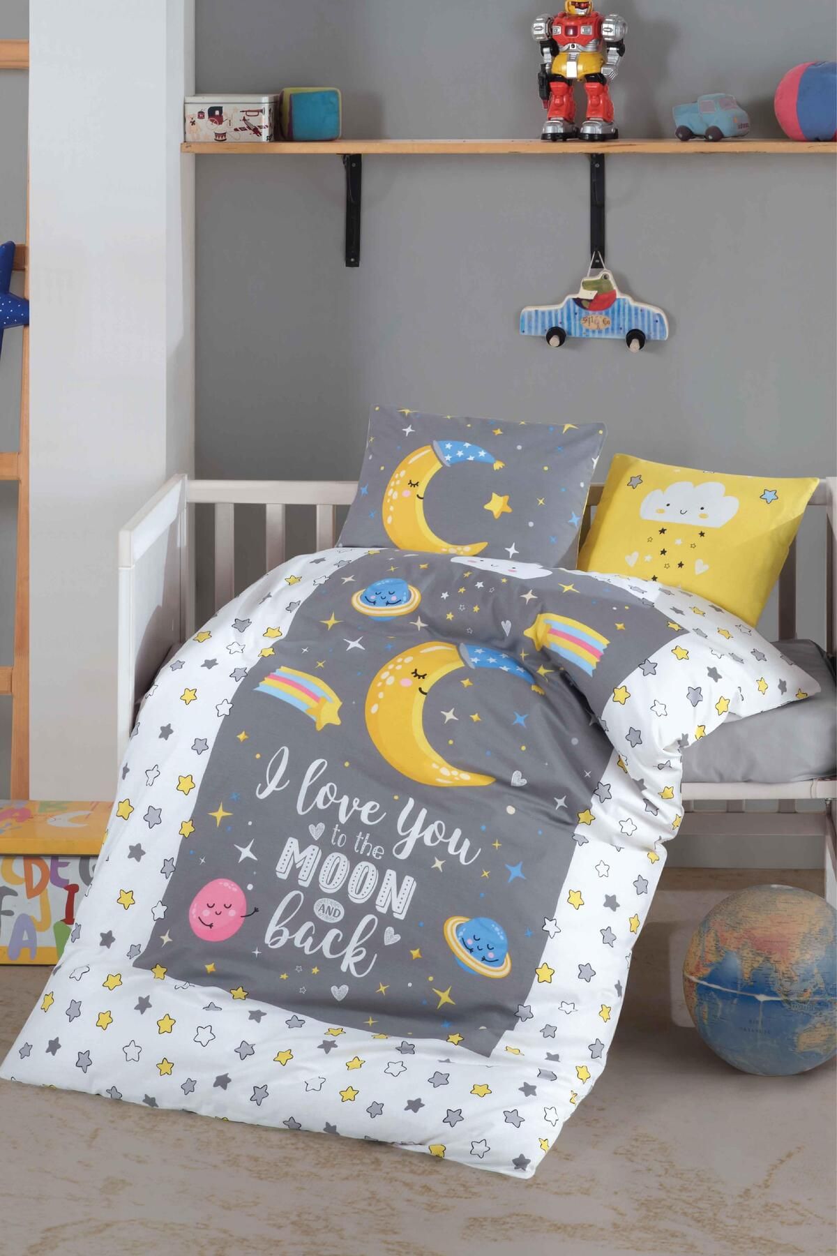 Clasy %100 Pamuk Ranforce Bebek Nevresim Takımı Luna V1 Gri