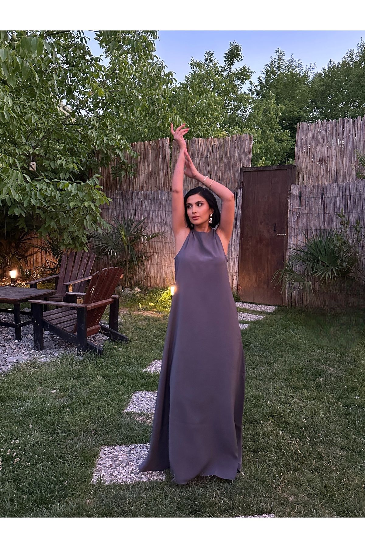 MY LİKA MODAL DÜZ UZUN ELBİSE