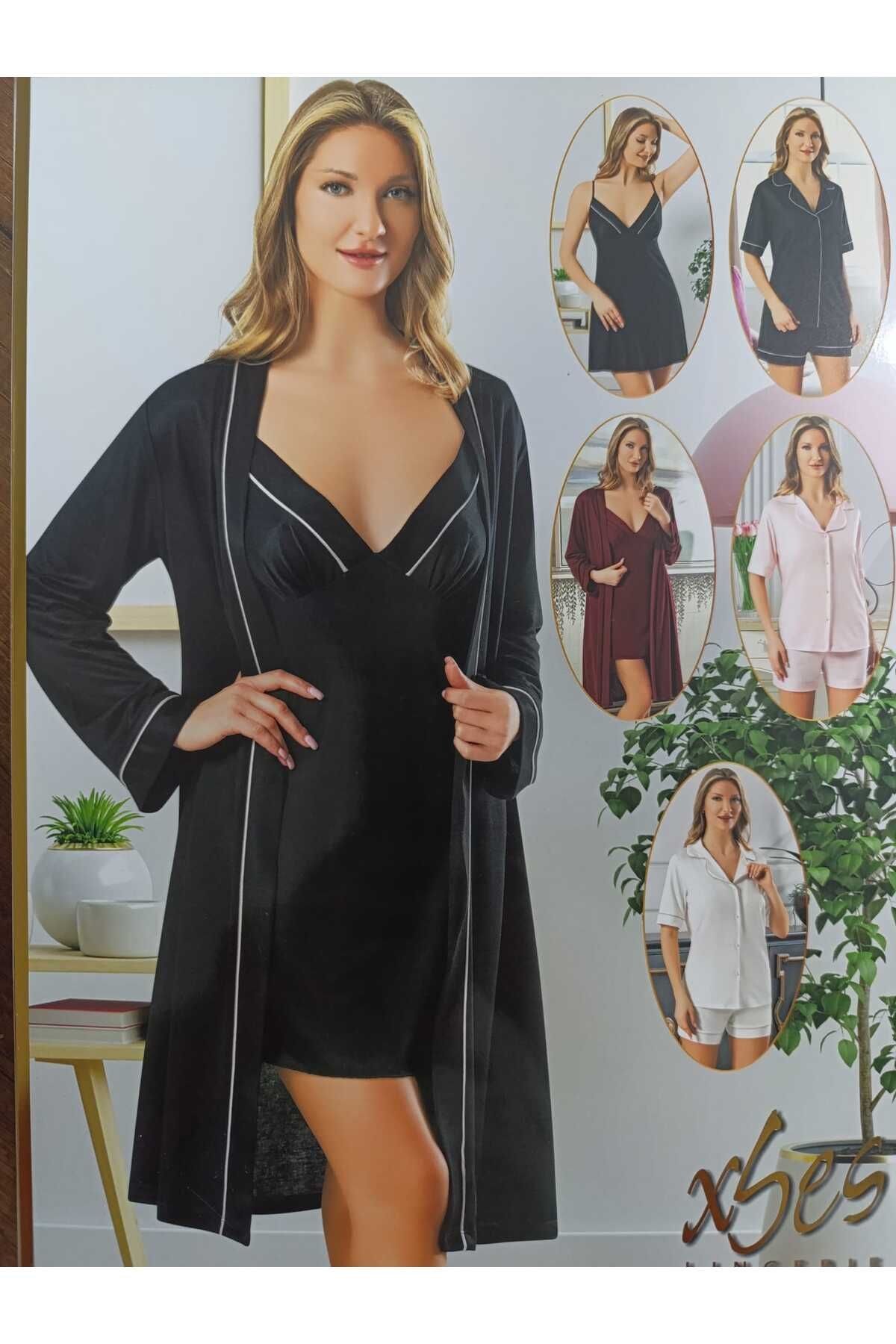 ROZELİN 4 LÜ GECELİK VE PİJAMA TAKIMI