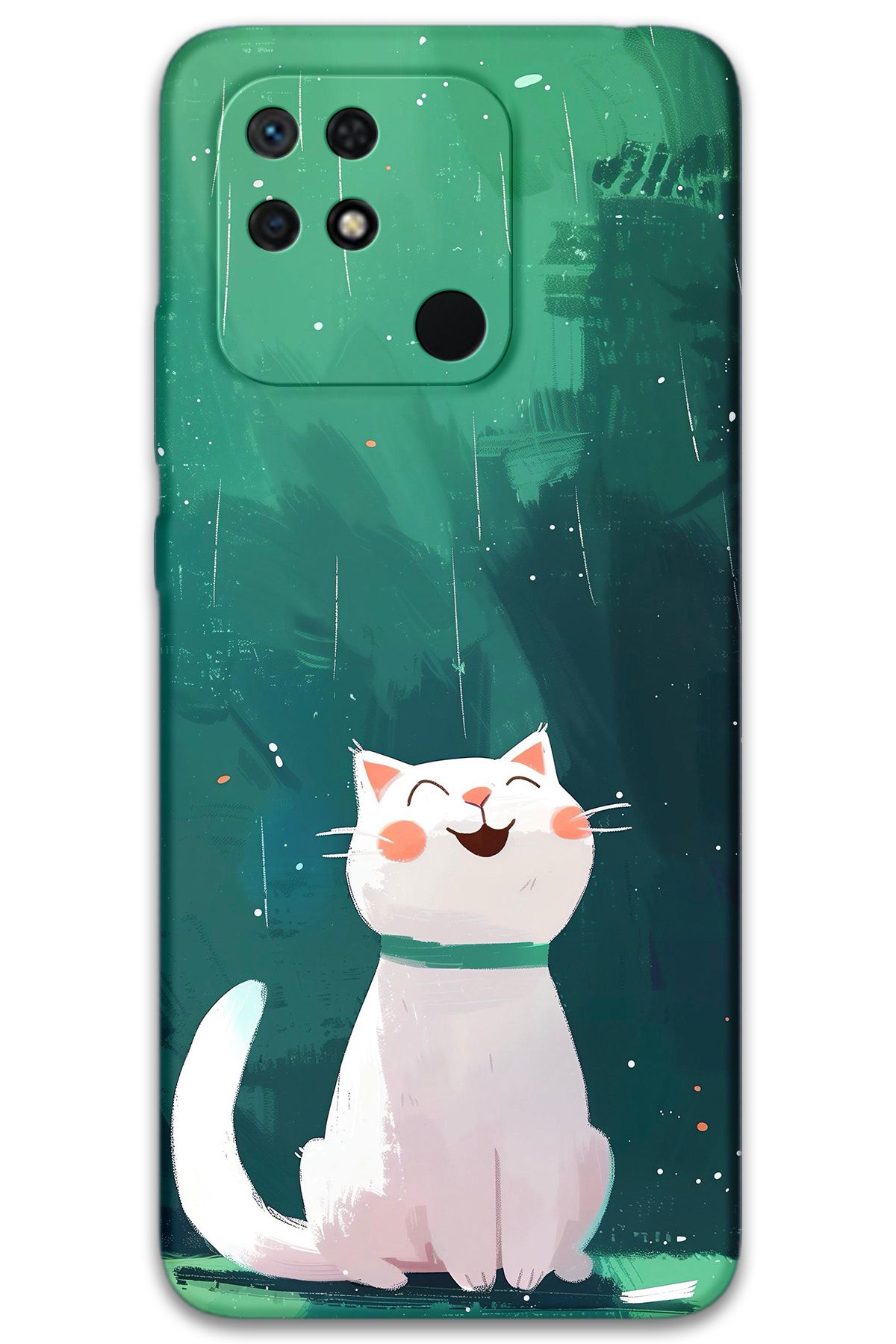 Gramaphone Xiaomi Redmi 10c Uyumlu Kedi Desenli Telefon Kılıfı + Ekran Koruyucu - 5781