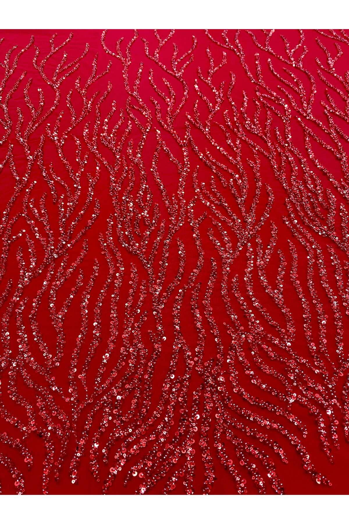 Luxuro-Red Couture Lace with Strings, Beads and Sequins 5