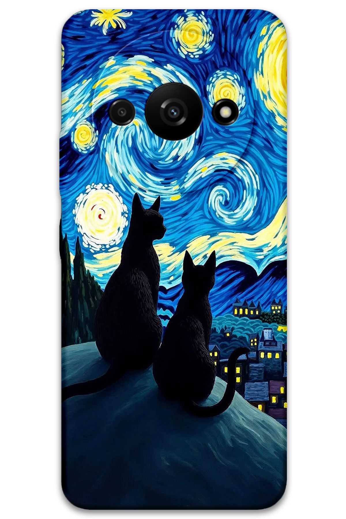 Gramaphone Xiaomi Redmi A3 Uyumlu Kedi Desenli Telefon Kılıfı + Ekran Koruyucu - 5782