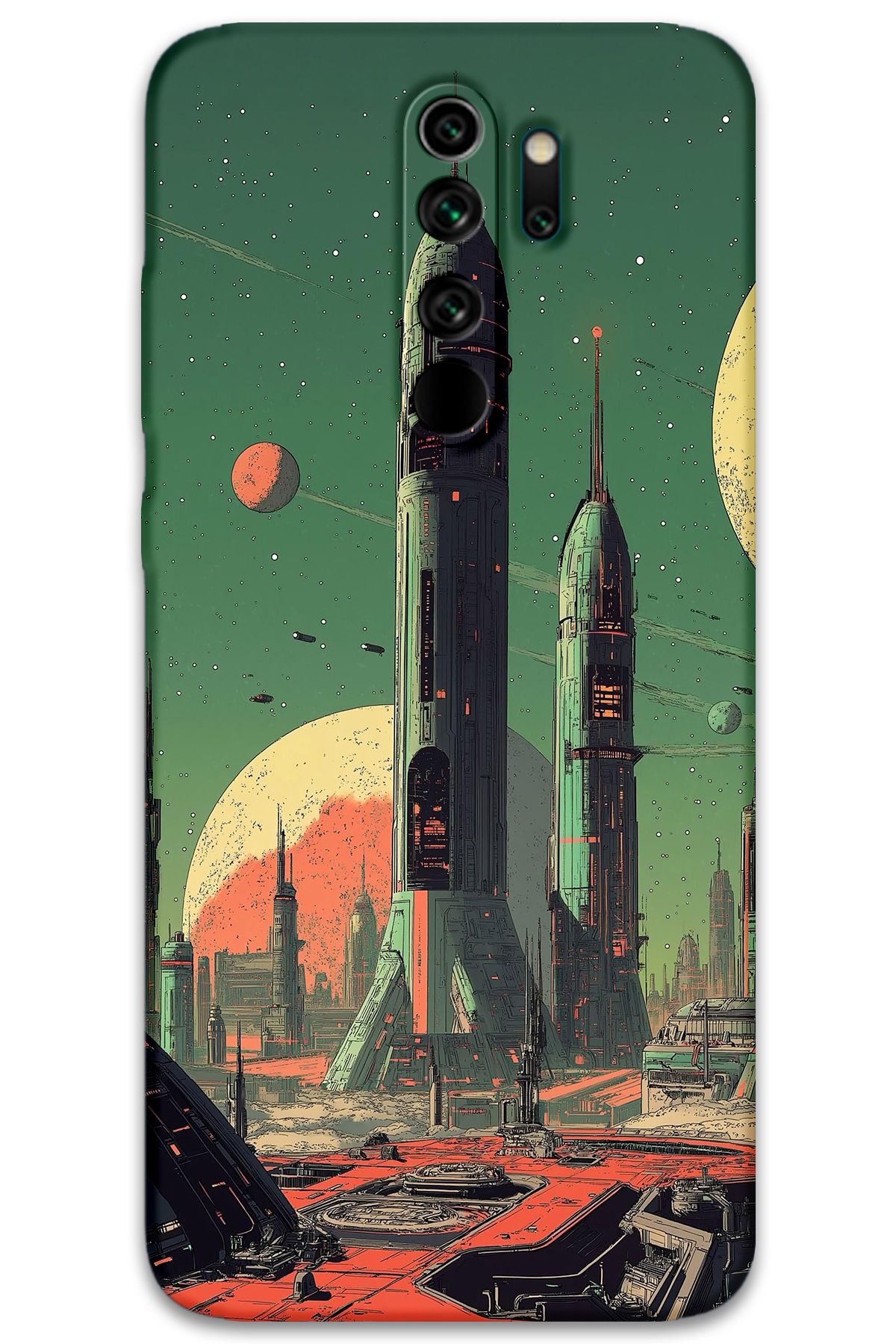 Gramaphone Xiaomi Redmi Note 8 Pro Uyumlu Uzay Desenli Telefon Kılıfı + Ekran Koruyucu - 5870