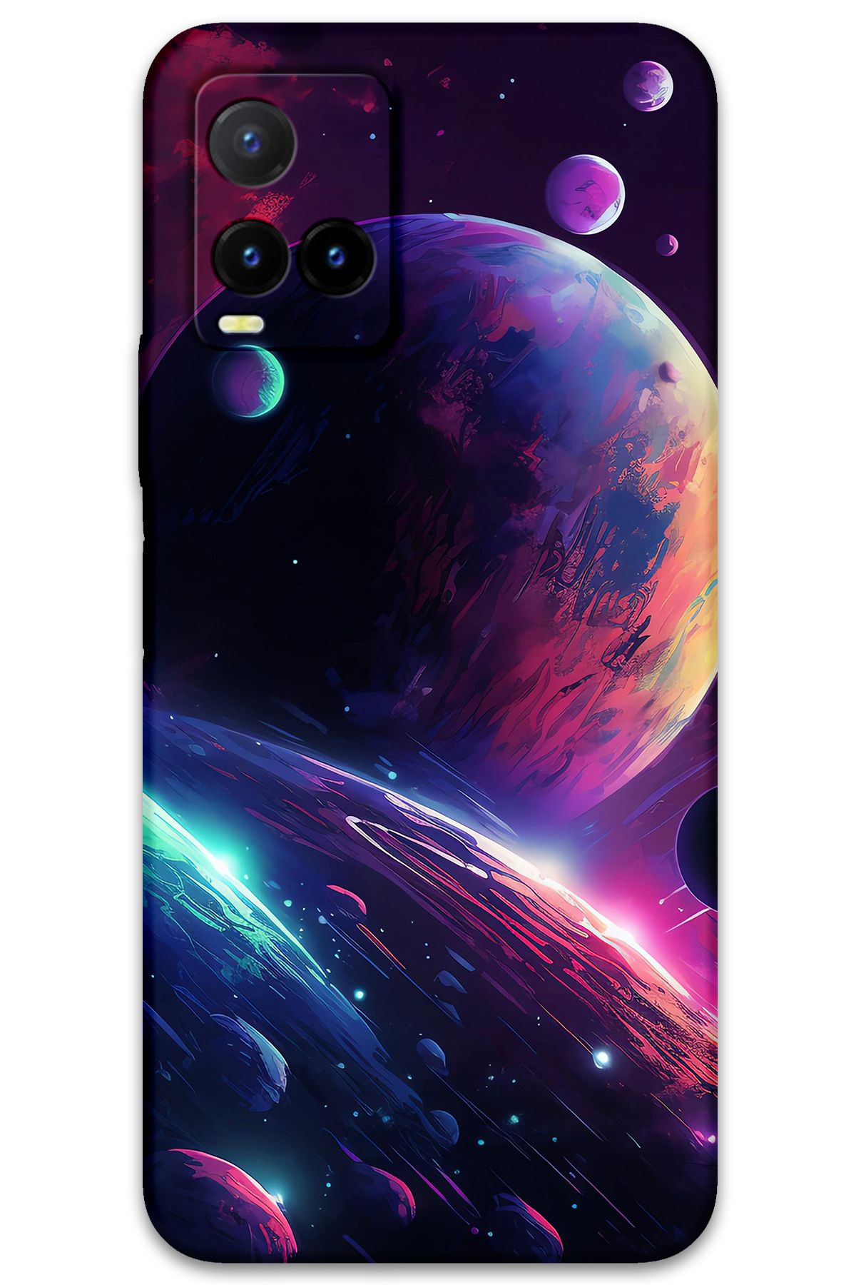 Gramaphone Vivo Y21s Uyumlu Uzay Desenli Telefon Kılıfı + Ekran Koruyucu - 5862