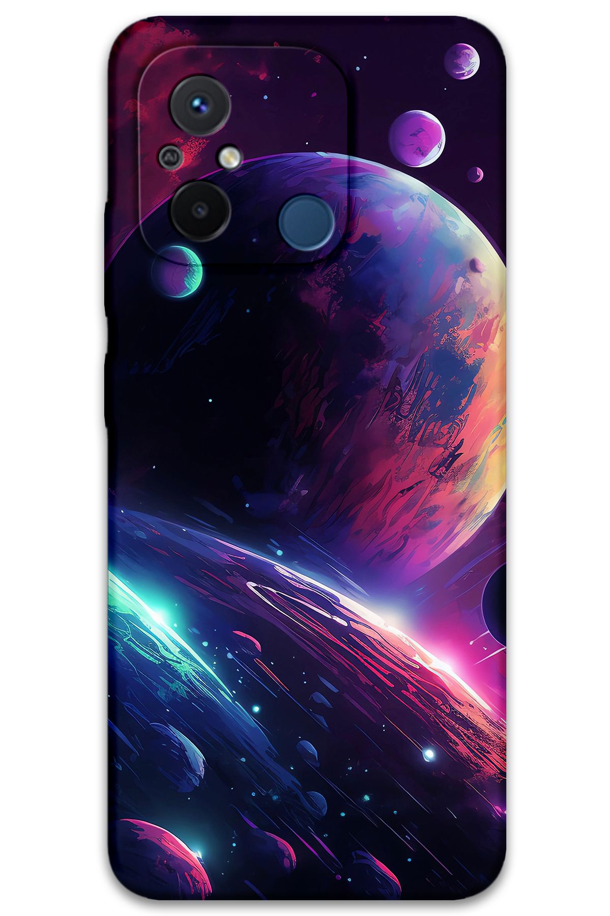 Gramaphone Xiaomi Redmi 12c Uyumlu Uzay Desenli Telefon Kılıfı + Ekran Koruyucu - 5862