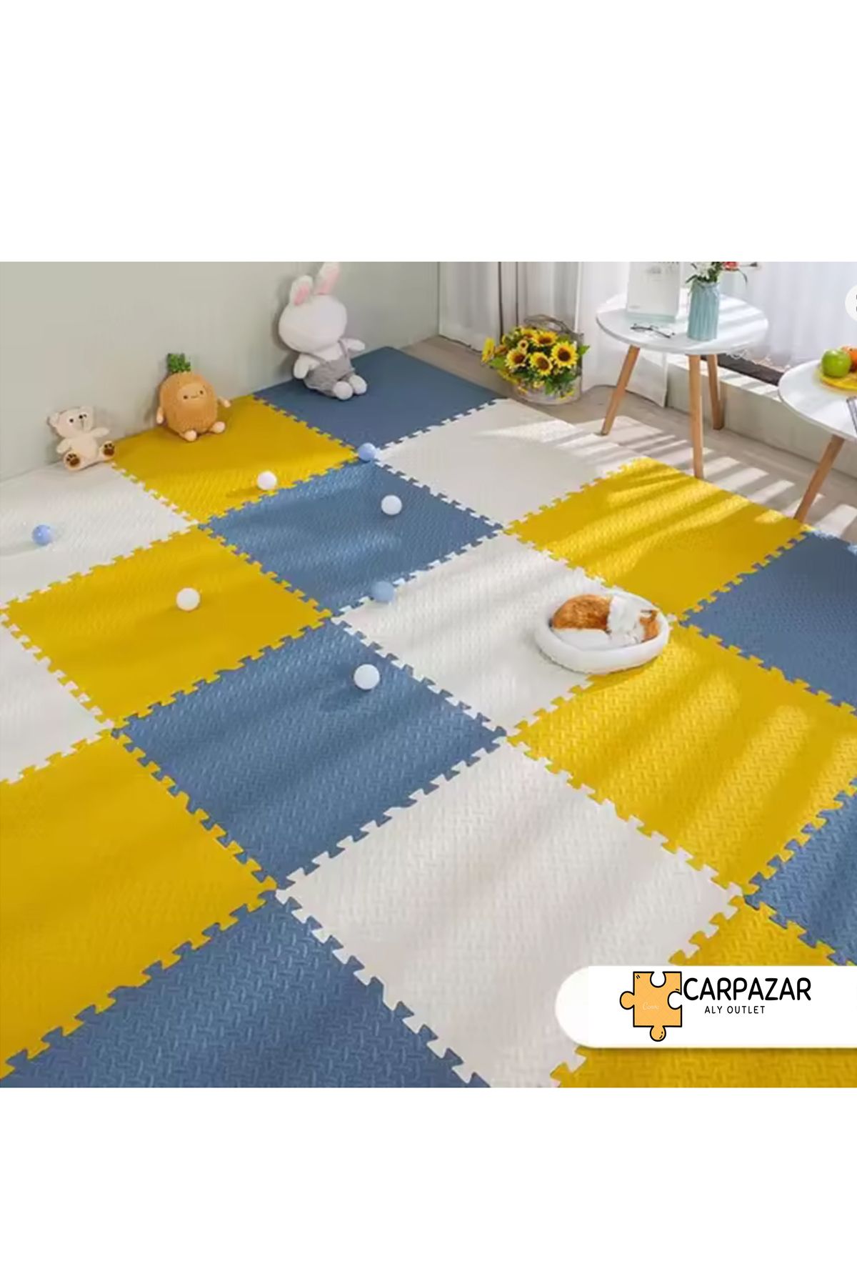 CARPAZAR 6'lı Set Zemin Kaplama Eva Tatami Minder Mat Oyun Spor Egzersiz Yoga Damla Desen 50x50 13mm 6 adet