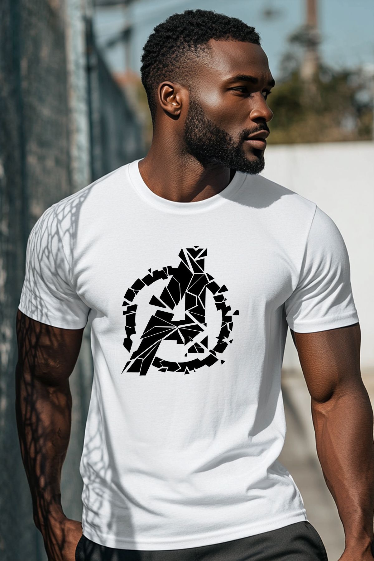 uniqwo Unisex Avenger Baskılı %100 Pamuk Premium Regular T-Shirt