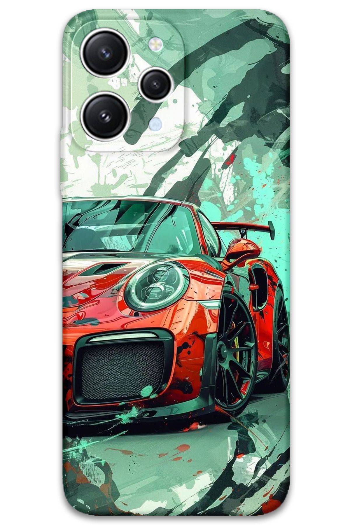 Gramaphone Xiaomi Redmi 12 Uyumlu Araba Desenli Telefon Kılıfı + Ekran Koruyucu - 5765
