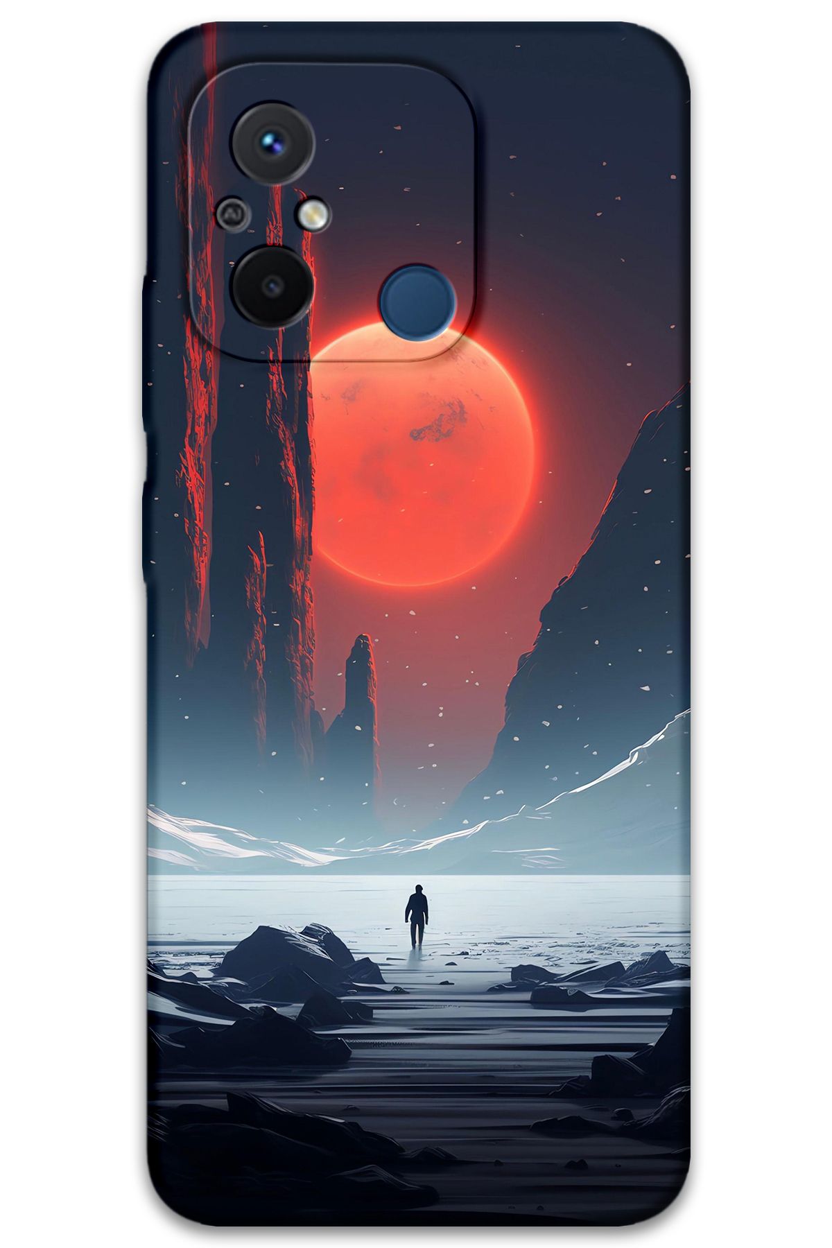 Gramaphone Xiaomi Redmi 12c Uyumlu Uzay Desenli Telefon Kılıfı + Ekran Koruyucu - 5861