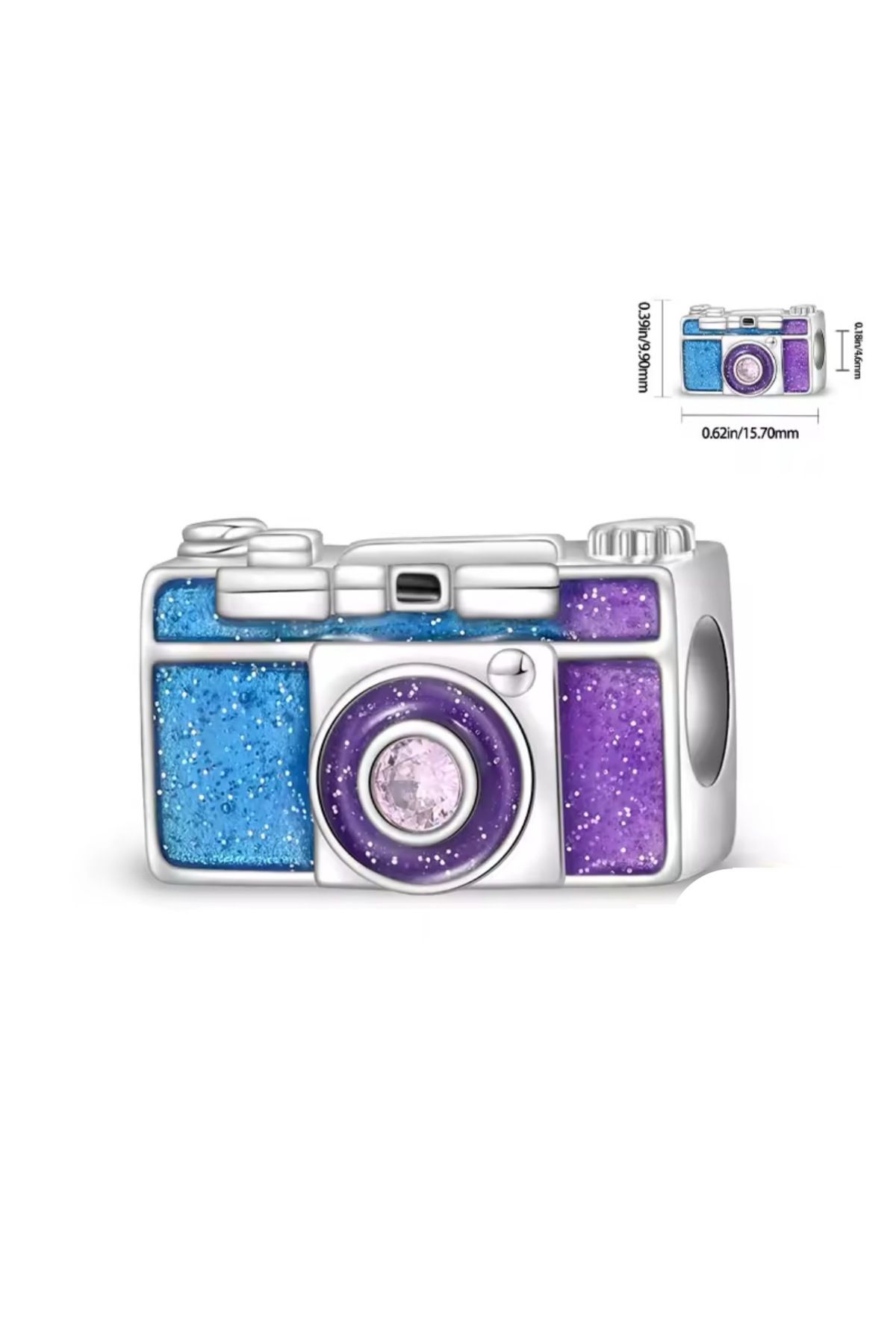 Es Silver Fotoğraf Makinası Charm / 925 Ayar Gümüş