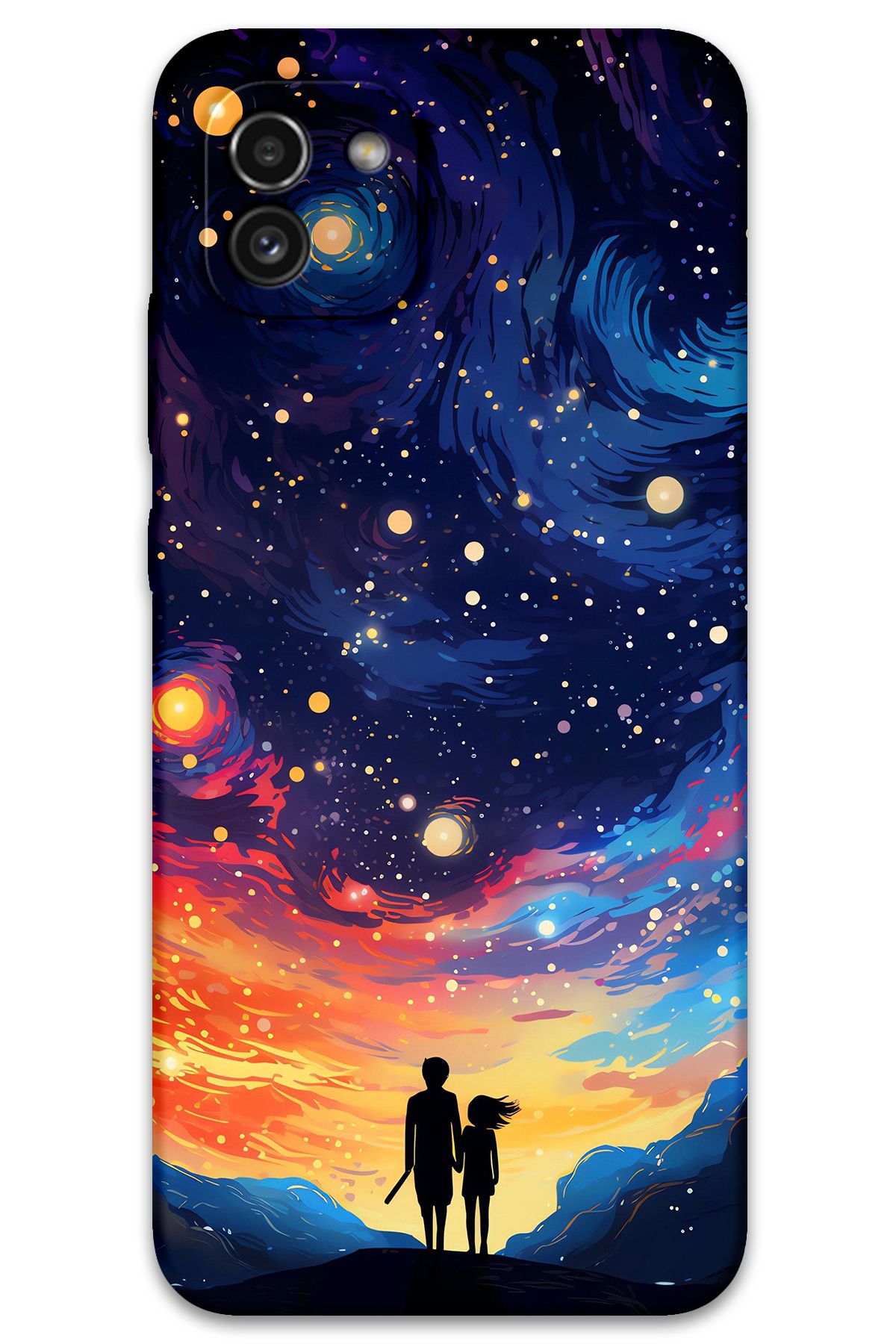 Gramaphone Galaxy A03 Uyumlu Uzay Desenli Telefon Kılıfı + Ekran Koruyucu - 5863