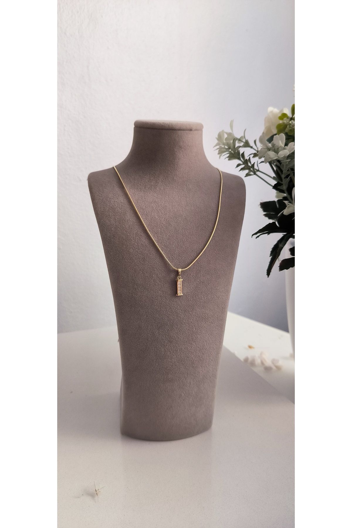 xUPING Altın Kaplama I Harfi Kolye Kararmaz 14K Rengindedir 45cm
