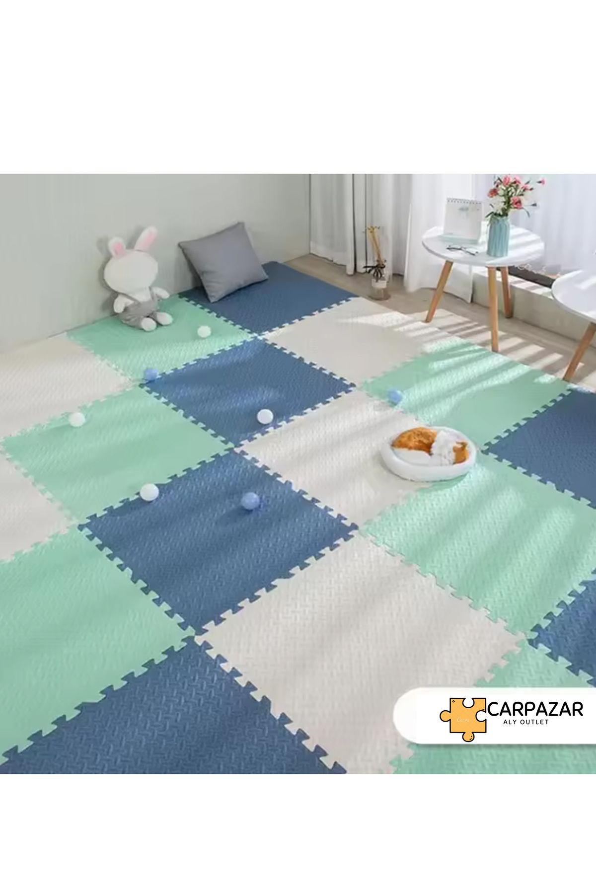 CARPAZAR 6'lı Set Zemin Kaplama Eva Tatami Minder Mat Oyun Spor Egzersiz Yoga Damla Desen 50x50 13mm 6 adet