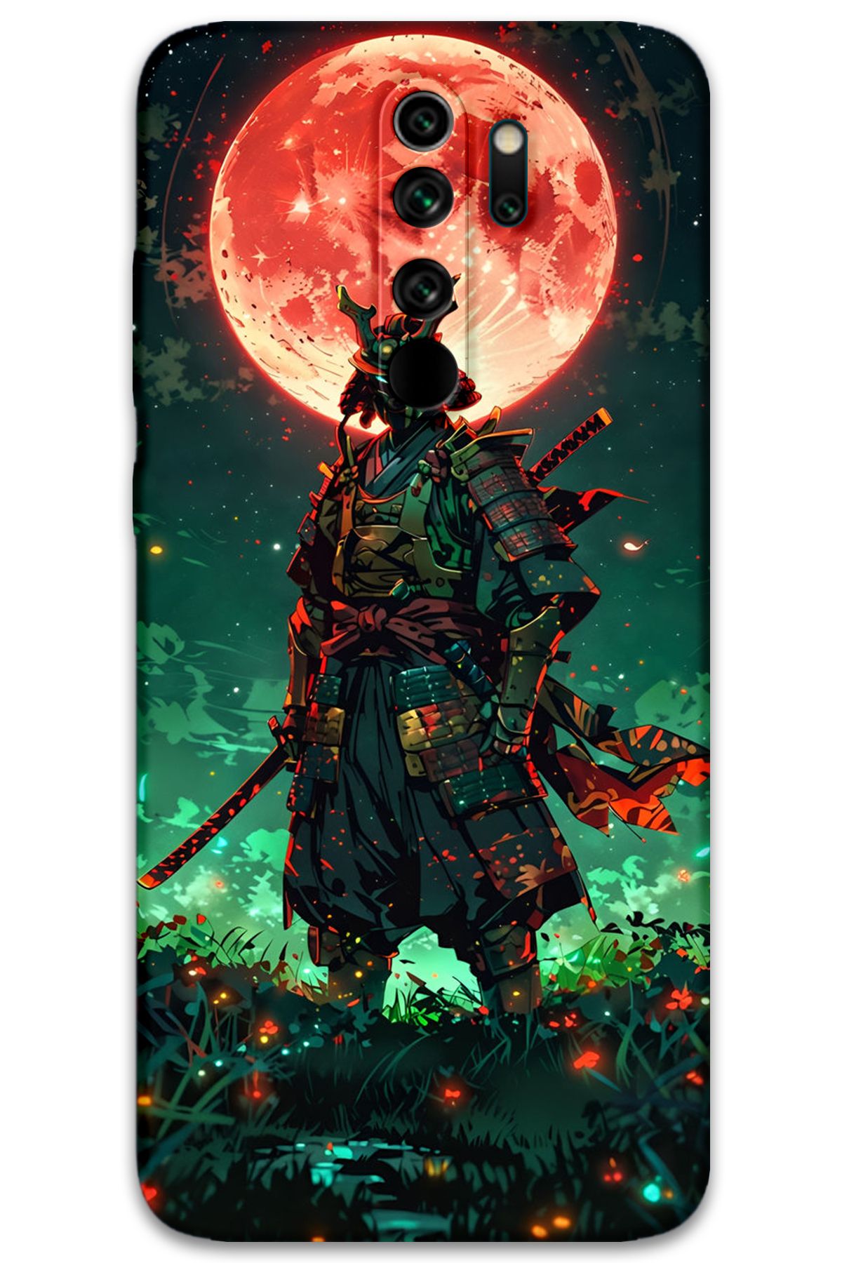 Gramaphone Xiaomi Redmi Note 8 Pro Uyumlu Samuray Desenli Telefon Kılıfı + Ekran Koruyucu - 5822