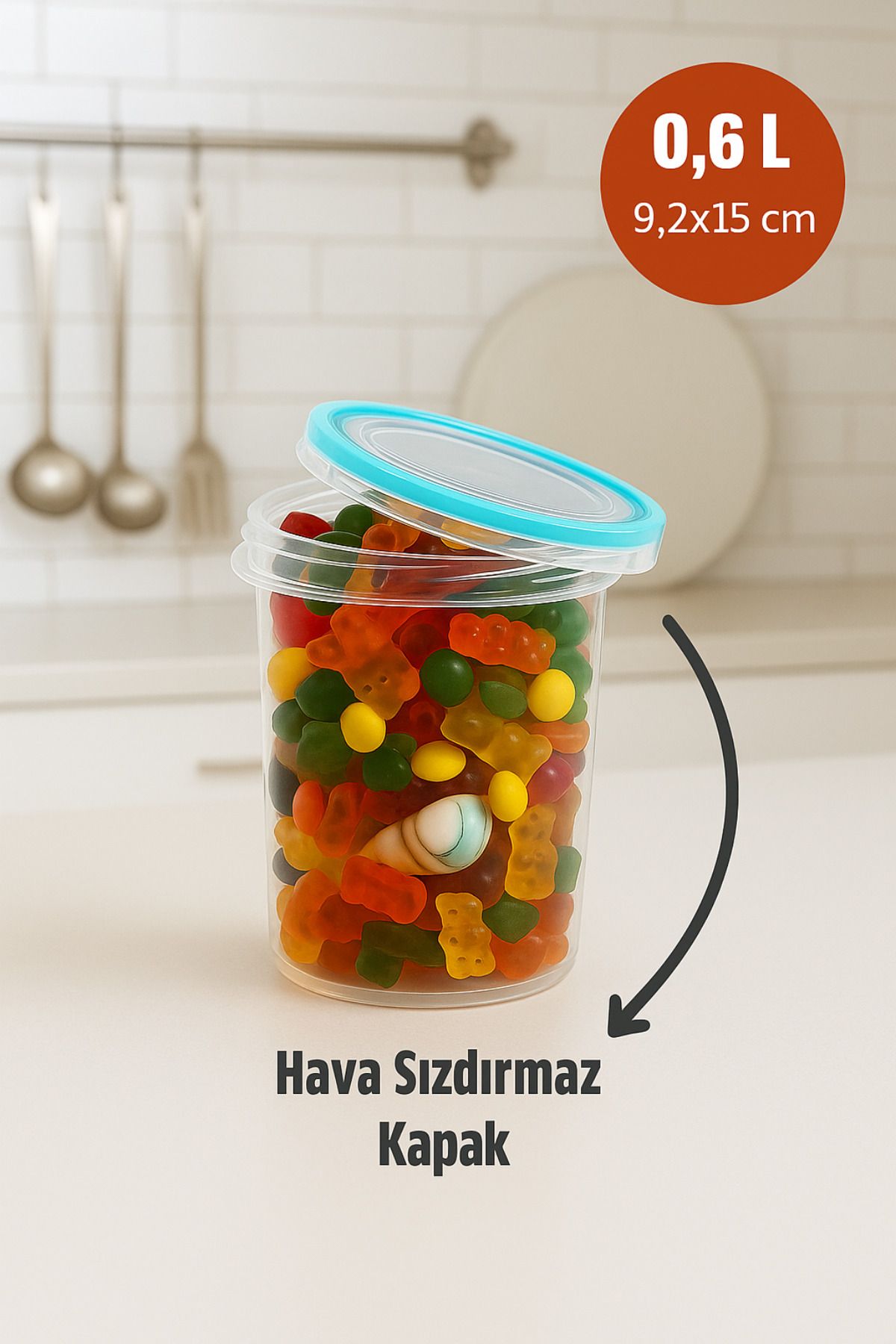 Melkan Home Vidalı Kapaklı Contalı Derin Saklama Kabı - 0,6 Litre - Tekli Hava Sızdırmaz Saklama Kutusu