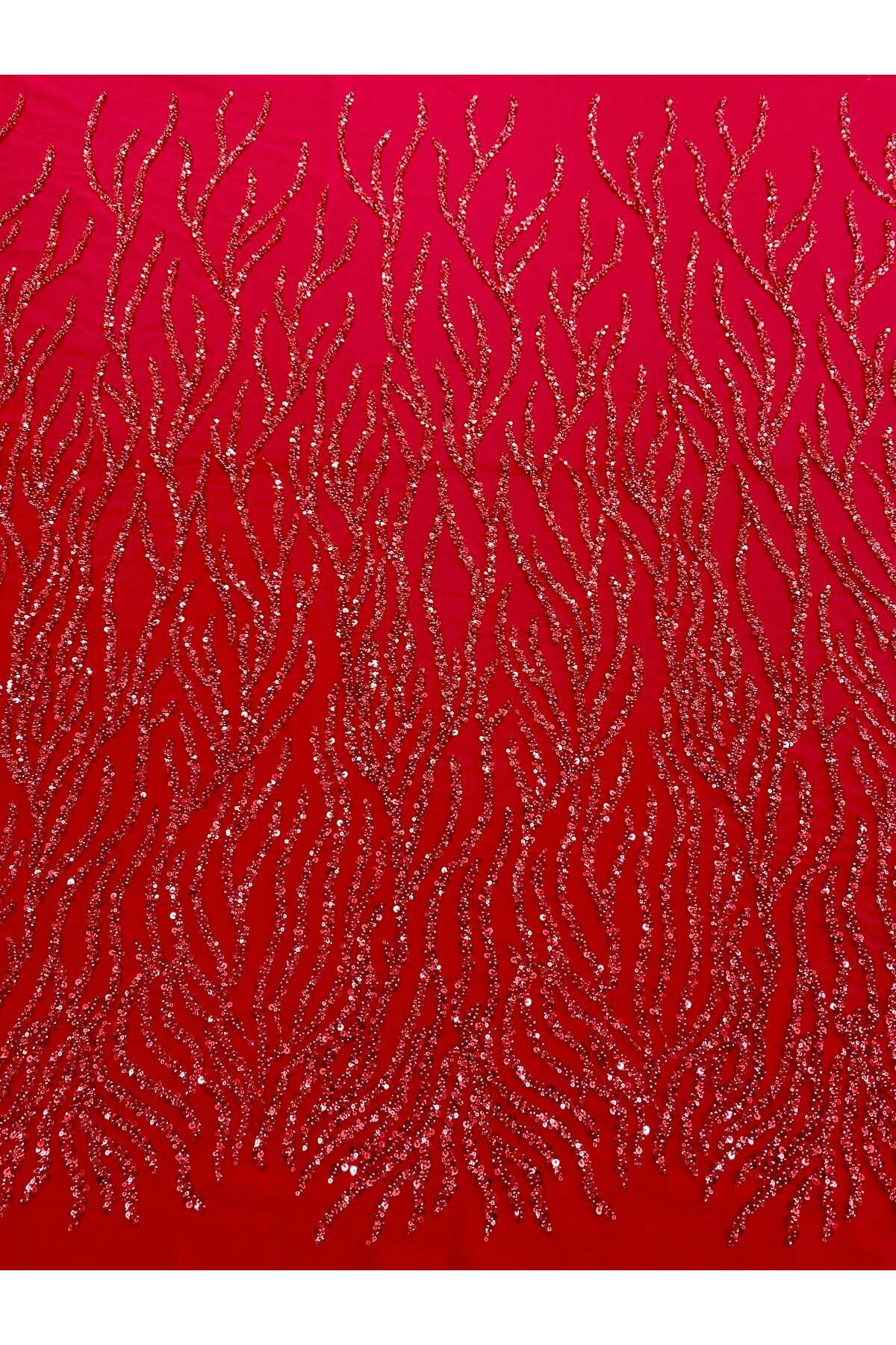 Luxuro-Red Couture Lace with Strings, Beads and Sequins 1