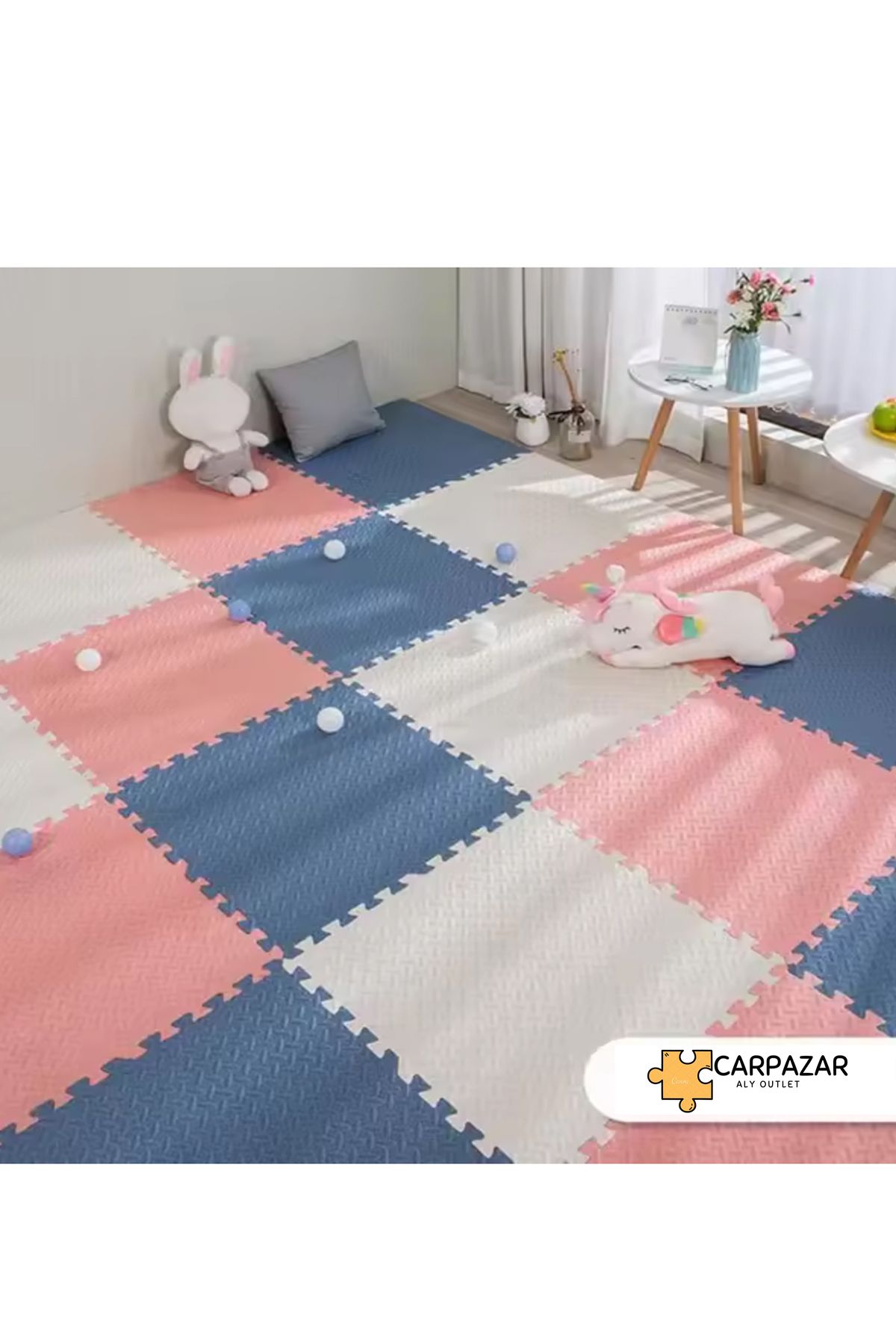 CARPAZAR 6'lı Set Zemin Kaplama Eva Tatami Minder Mat Oyun Spor Egzersiz Yoga Damla Desen 50x50 13mm 6 adet