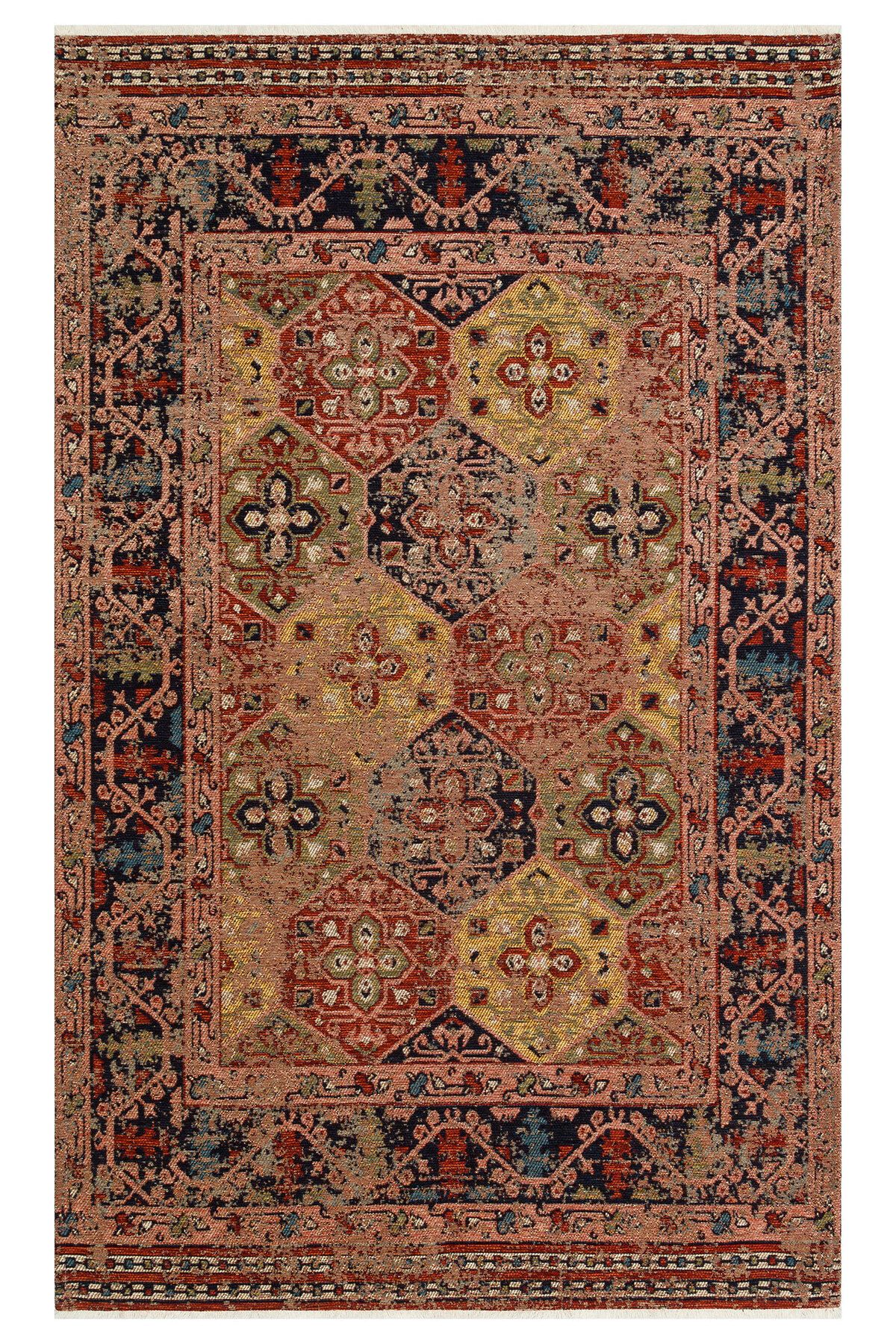 Eko Halı MAYER HALI ANADOLU KİLİM 01 MULTY Anadolu Antik Desenli Yıkanabilir Kaymaz Tabanlı Etnik Kilim