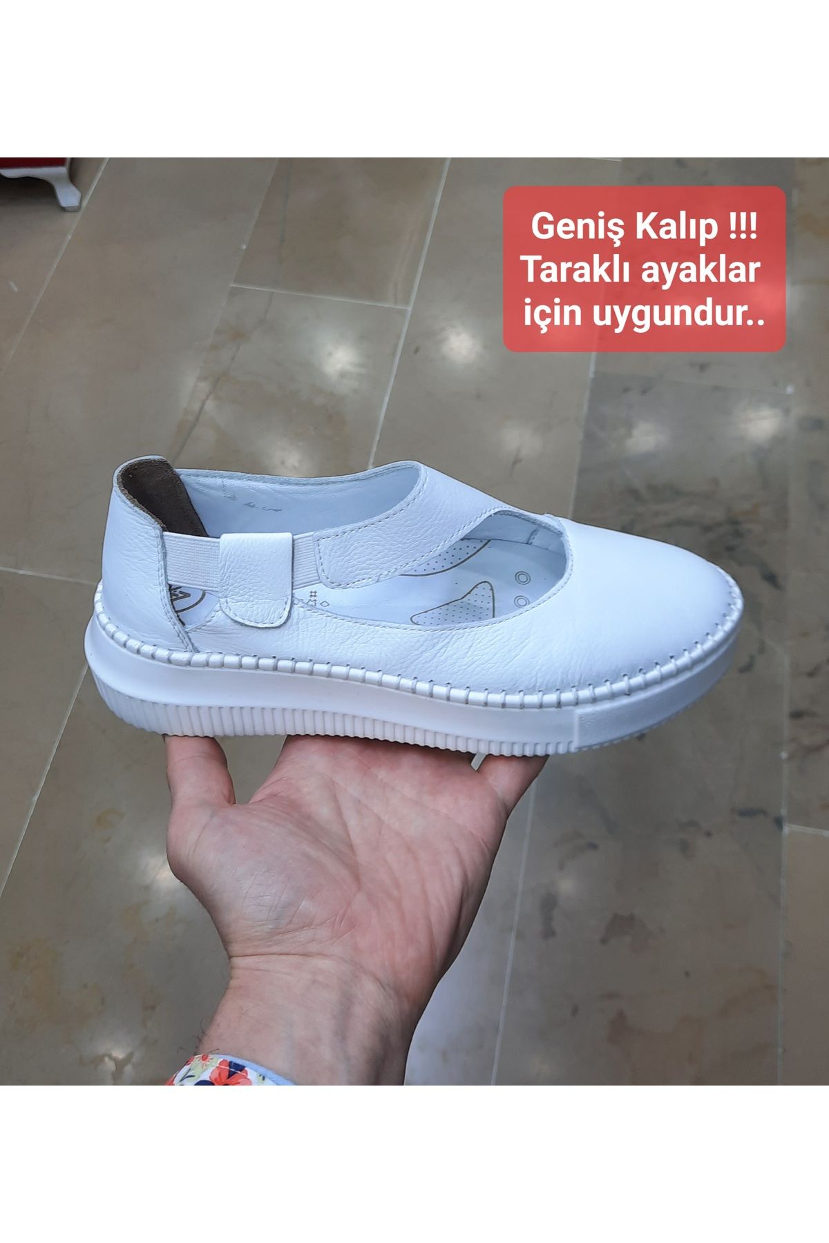 VEFAZEN Kadın İçi-Dışı Hakiki Deri Ortopedik Geniş Kalıp Topuk Dikeni Destekli Ayakkabı