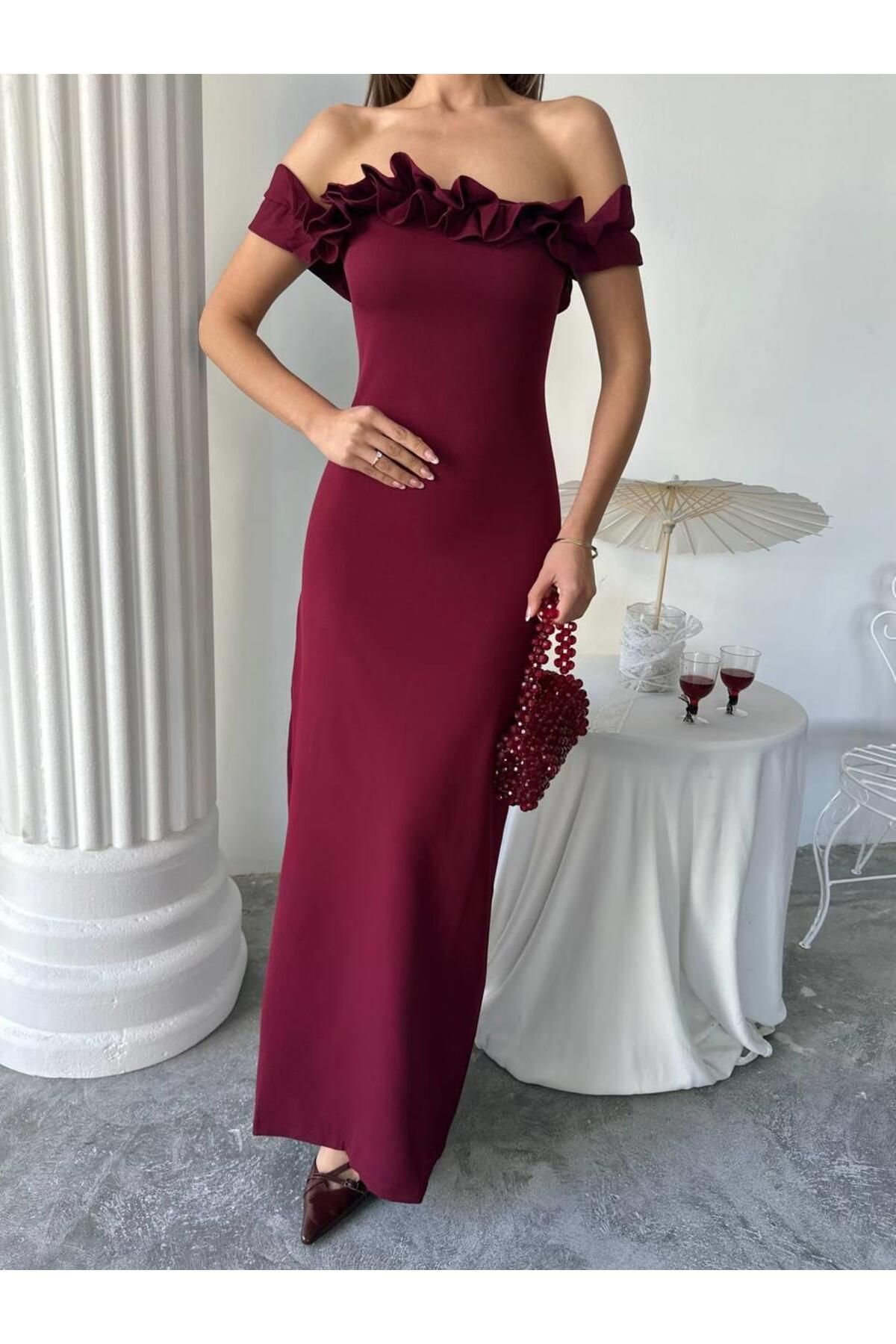 conconmoda Yuna Tasarım Uzun Atlas Elbise