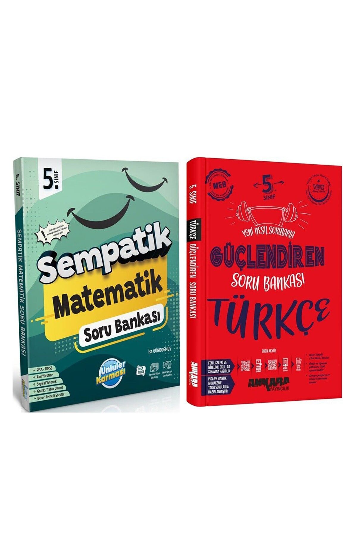 Ankara Kitap Merkezi Ünlüler Karması 5. Sınıf Matematik Sempatik ve Ankara Yayıncılık Türkçe Soru Bankası Seti 2 Kitap