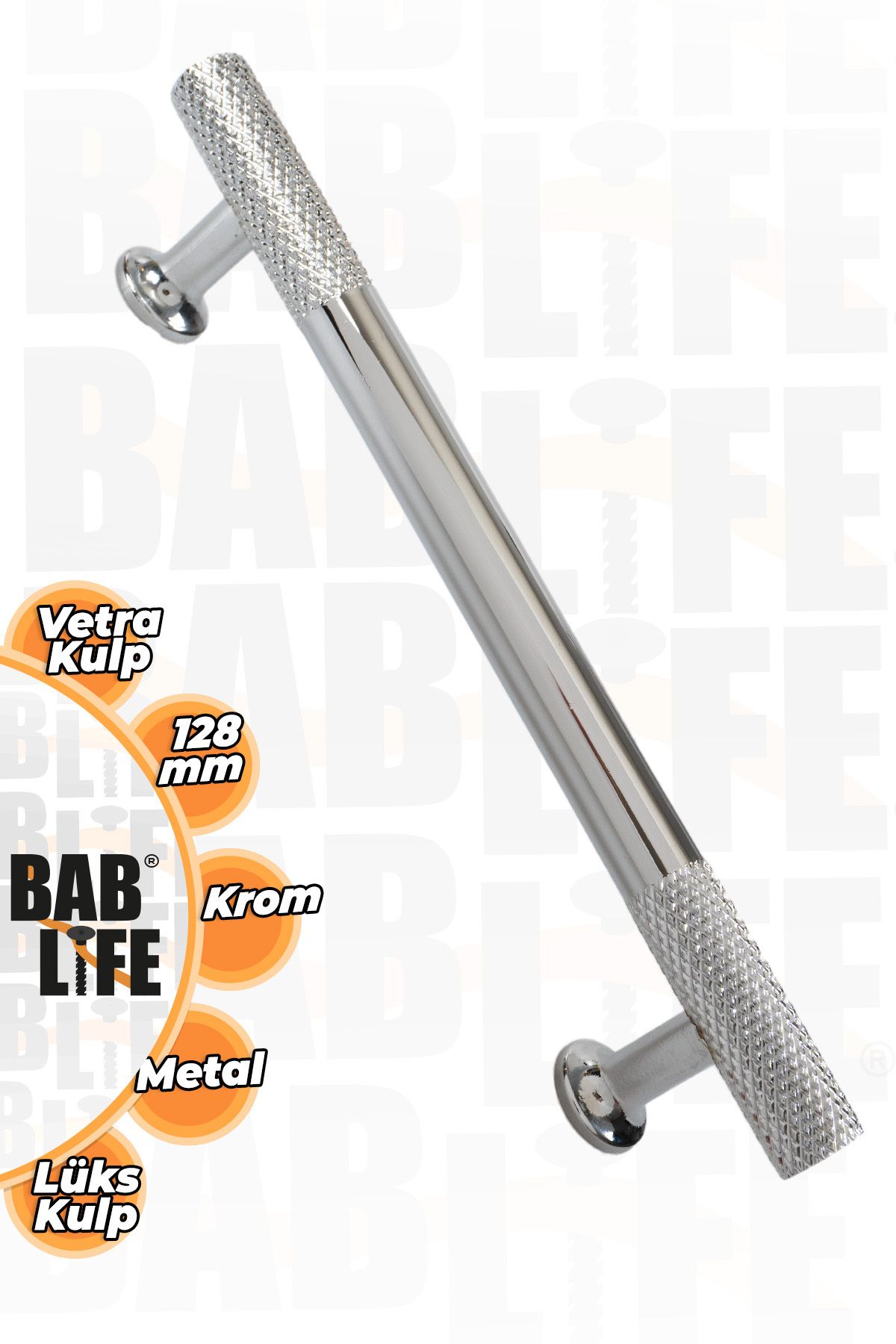 bablife Vetra Krom Gümüş 128mm Metal Lüks Çekmece Dolap Mobilya Kulpları