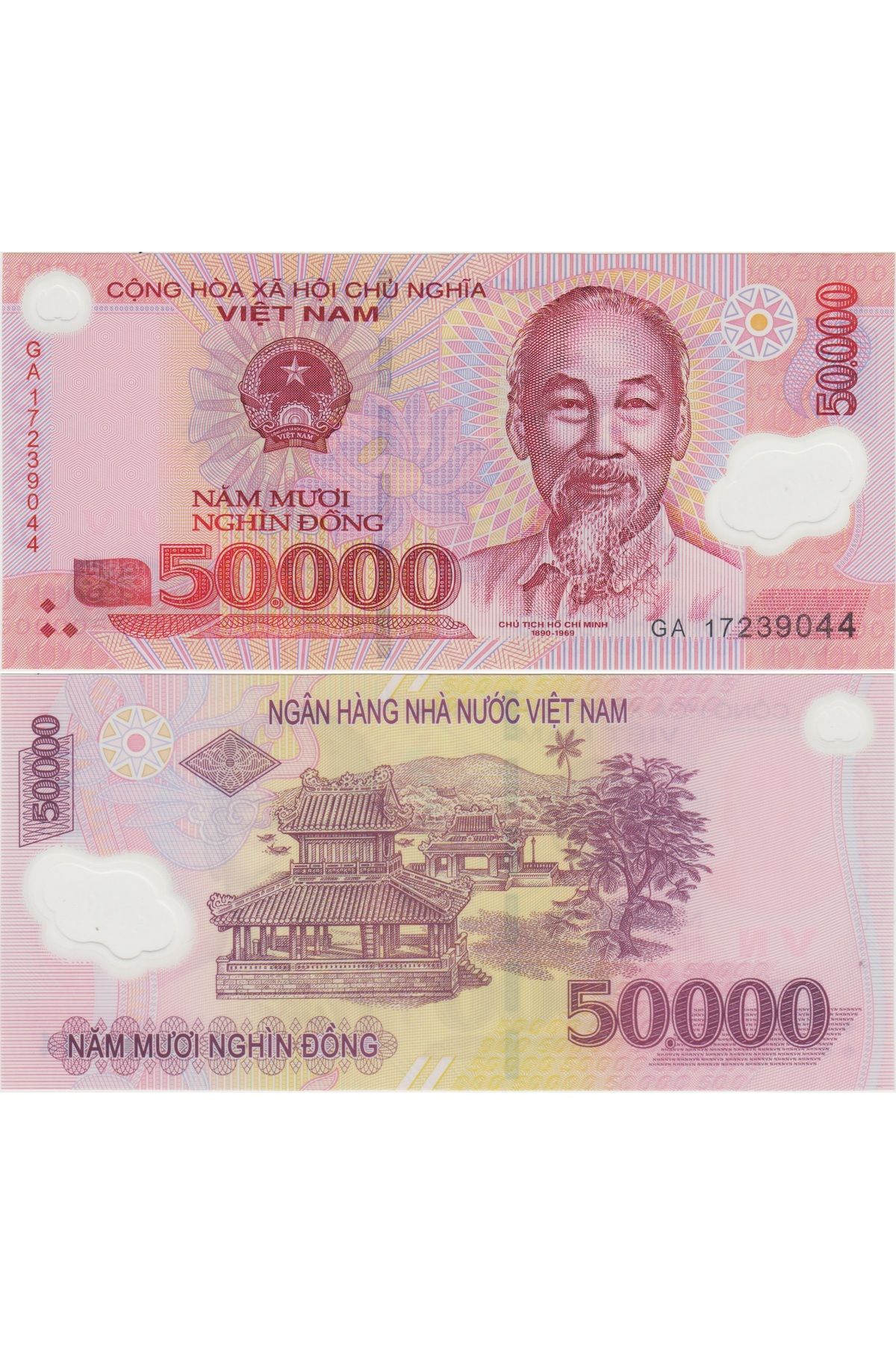 Banknoting VİETNAM 50.000 DONG 2017 HO CHI MINH PORTRELİ. POLYMER PARA. ÇİL KONDİSYON.