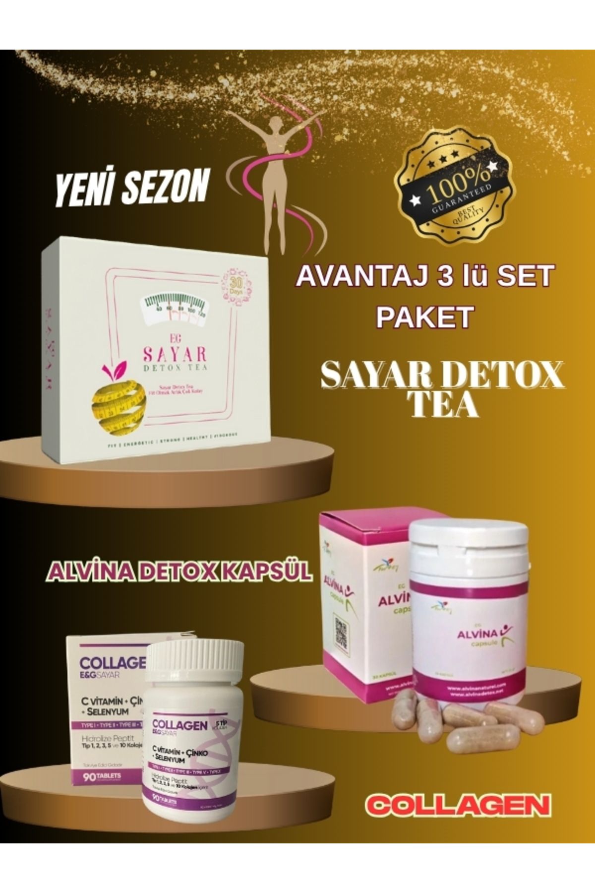 sayar detox sayar detoks 1 Kapsül 1 Kolajen 1 Süper Paket (3 lü paket)