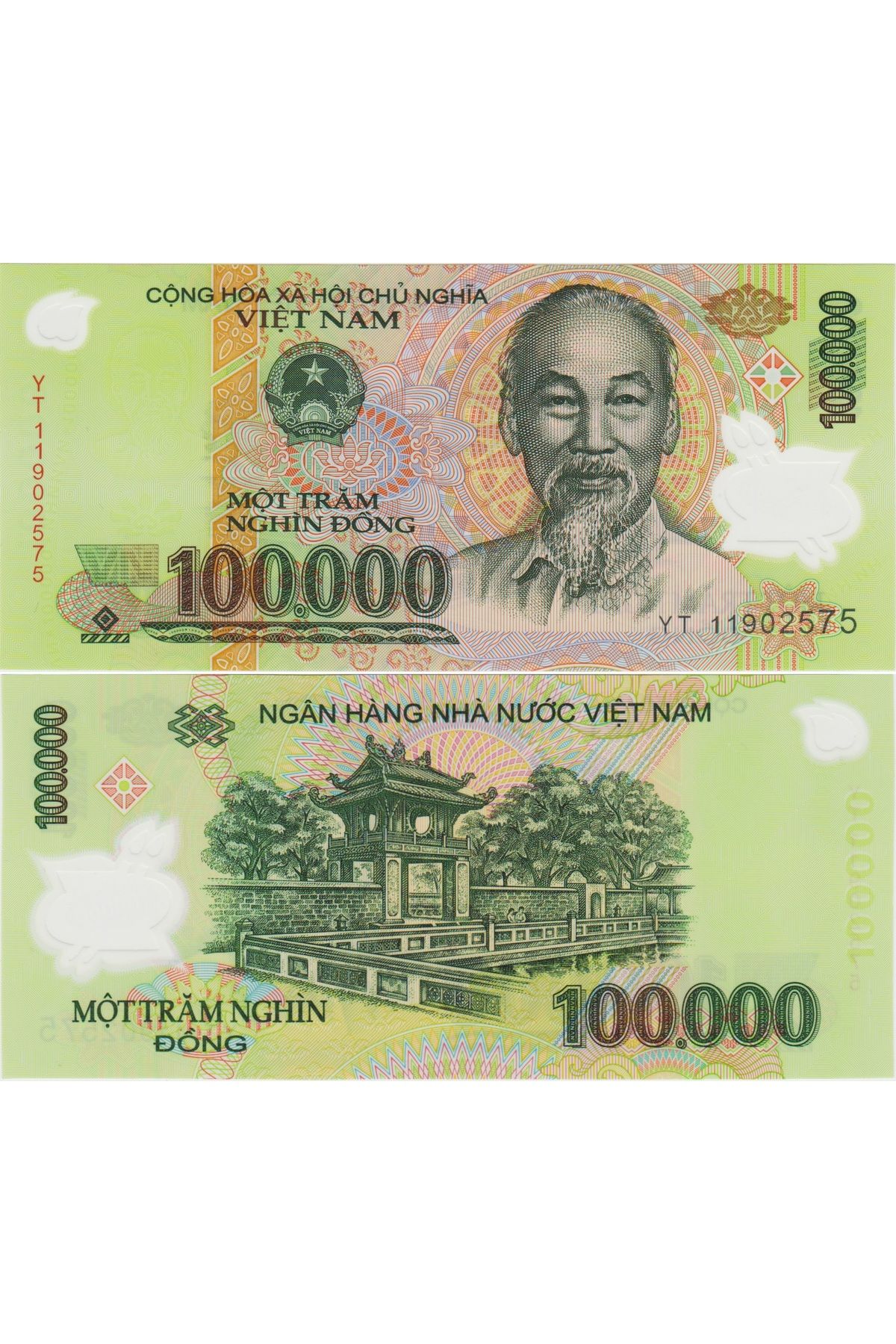 Banknoting VİETNAM 100.000 DONG 2011 HO CHI MINH PORTRELİ. POLYMER PARA. ÇİL KONDİSYON.