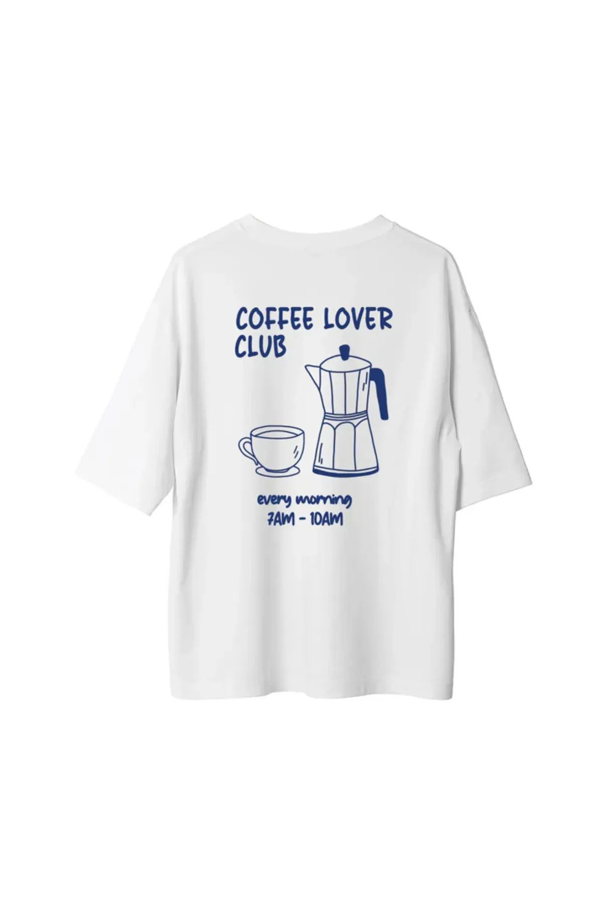 Koklonmoda Unisex Coffe Club Lover Baskılı Oversize T-Shirt