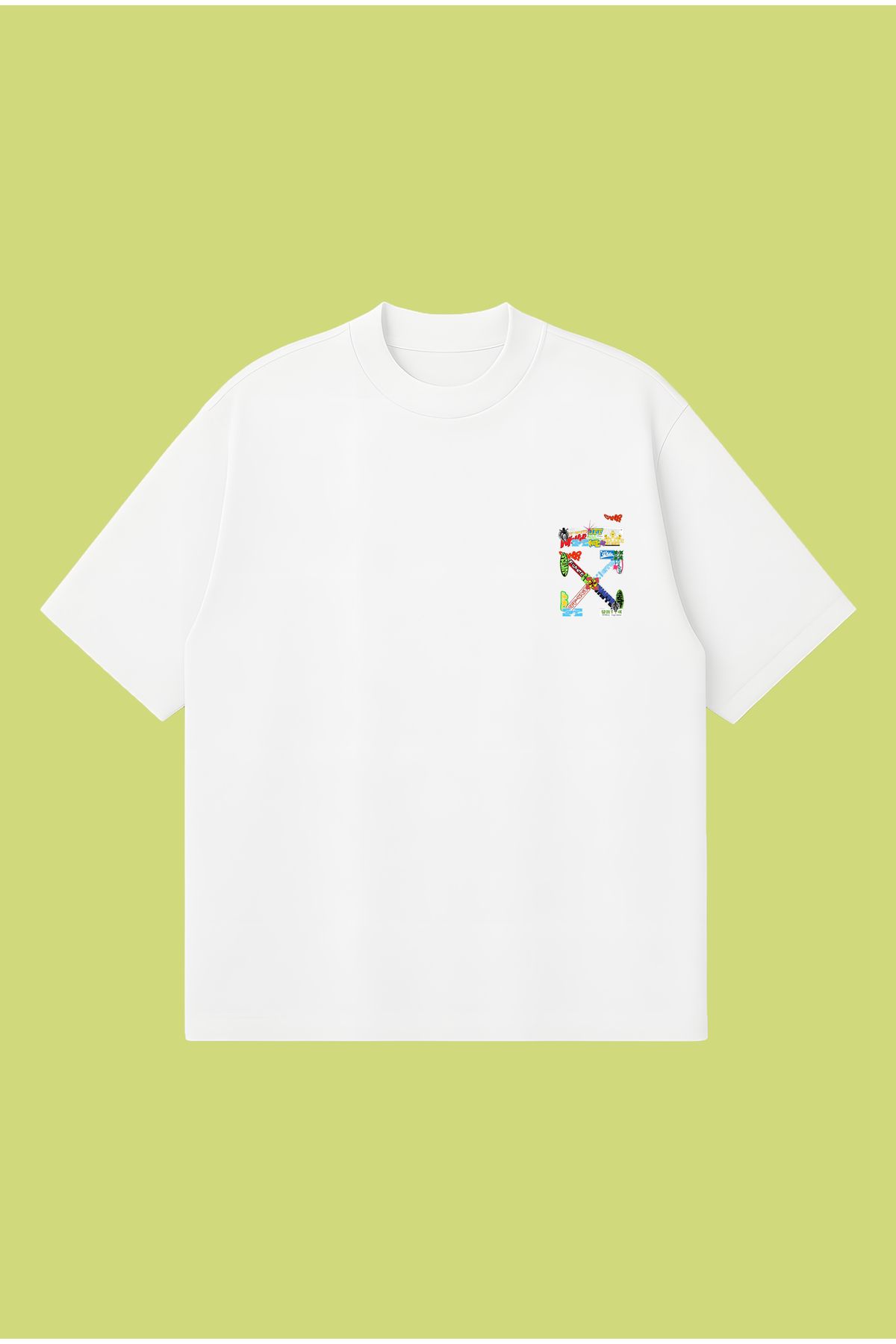PURE POWER Off-White Print Tee Boxy Fit Oversize Unisex Tshirt – Baskılı Tişört | Streetwear