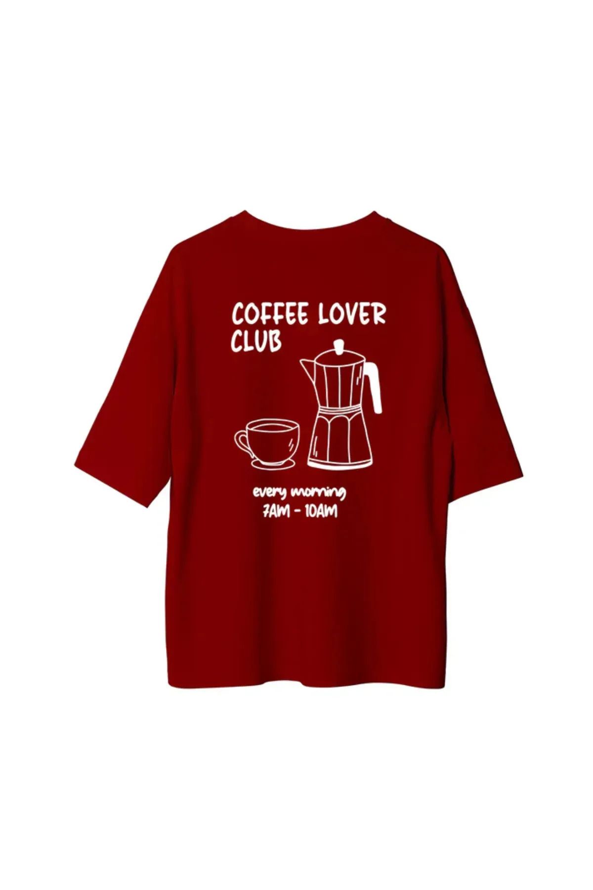 Koklonmoda Büyük Beden Unisex Coffe Club Lover Baskılı Oversize T-Shirt