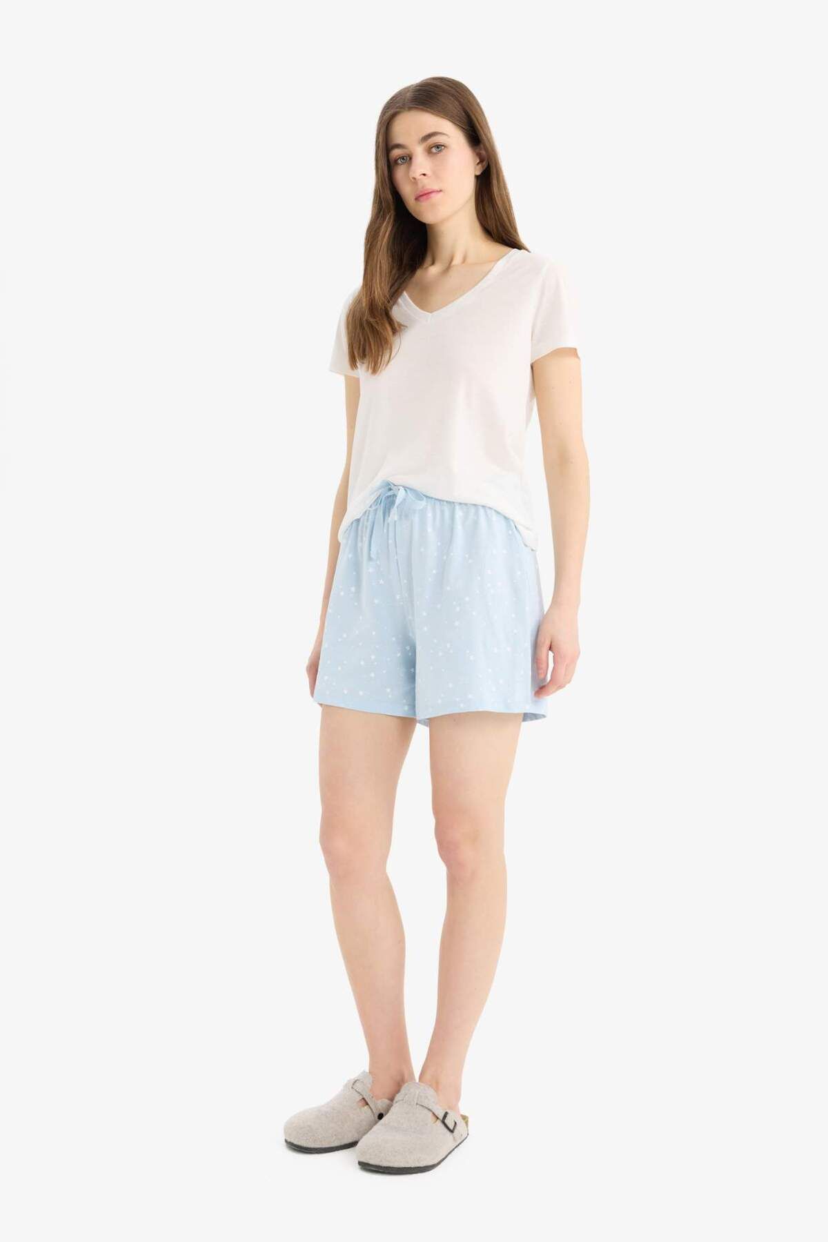 DeFacto Regular Fit Beli Lastikli Şort Pijama Altı-Fall in Love E4504AX25SM