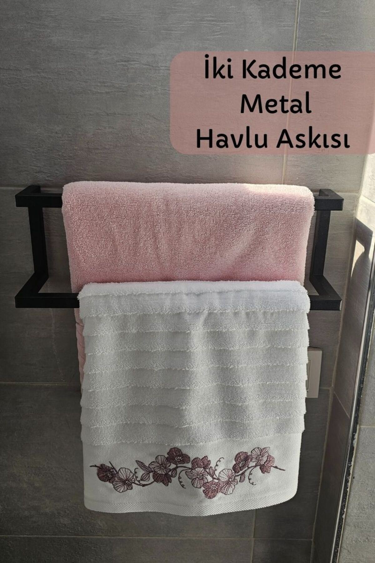 Forada Home & Style Duvar Tipi Havlu Askısı - DuoBar Siyah Metal