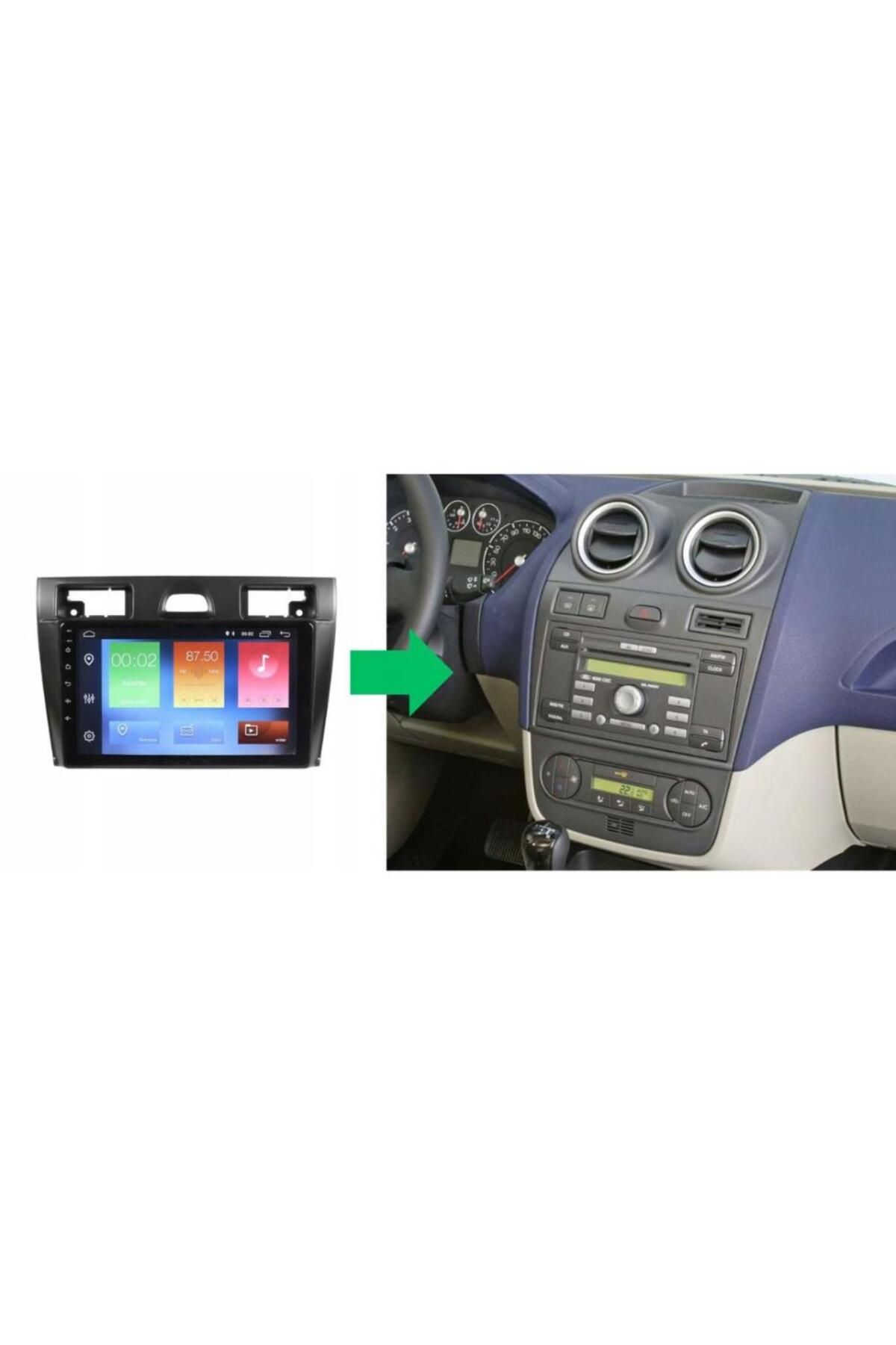 smartgo Ford Fiesta Android GPS Carplay 8+128 GB Kamera + Çerçeve Teyp (2006-2008) Uyumlu