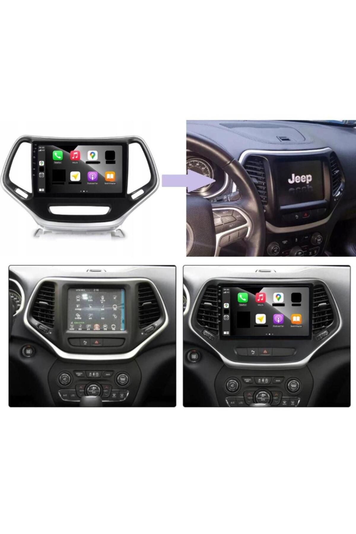 smartgo Jeep Cherokee Android GPS Carplay 4+64 GB Kamera + Çerçeve (2014-2017)
