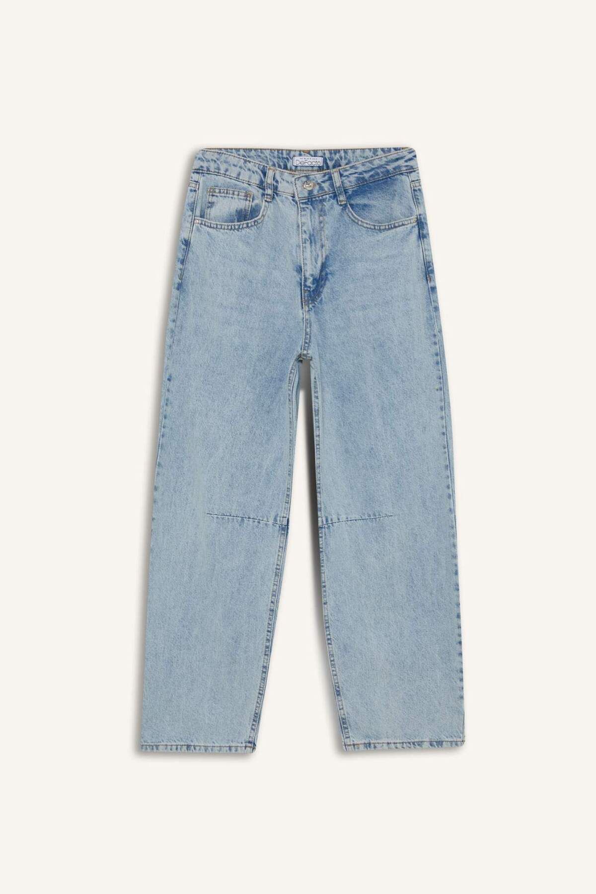 DeFacto Barrel Fit Normal Bel Bilek Boy Jean Yıkamalı Pantolon F6102AX25HS