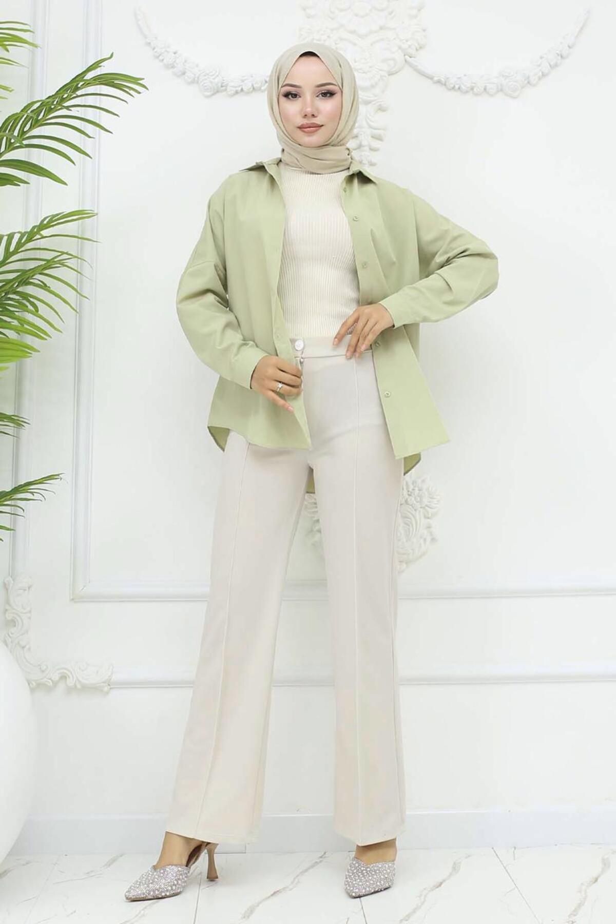 TRENDTESETTÜR KADIN BEJ (TAŞ) PALAZZO PANTOLON T 3403