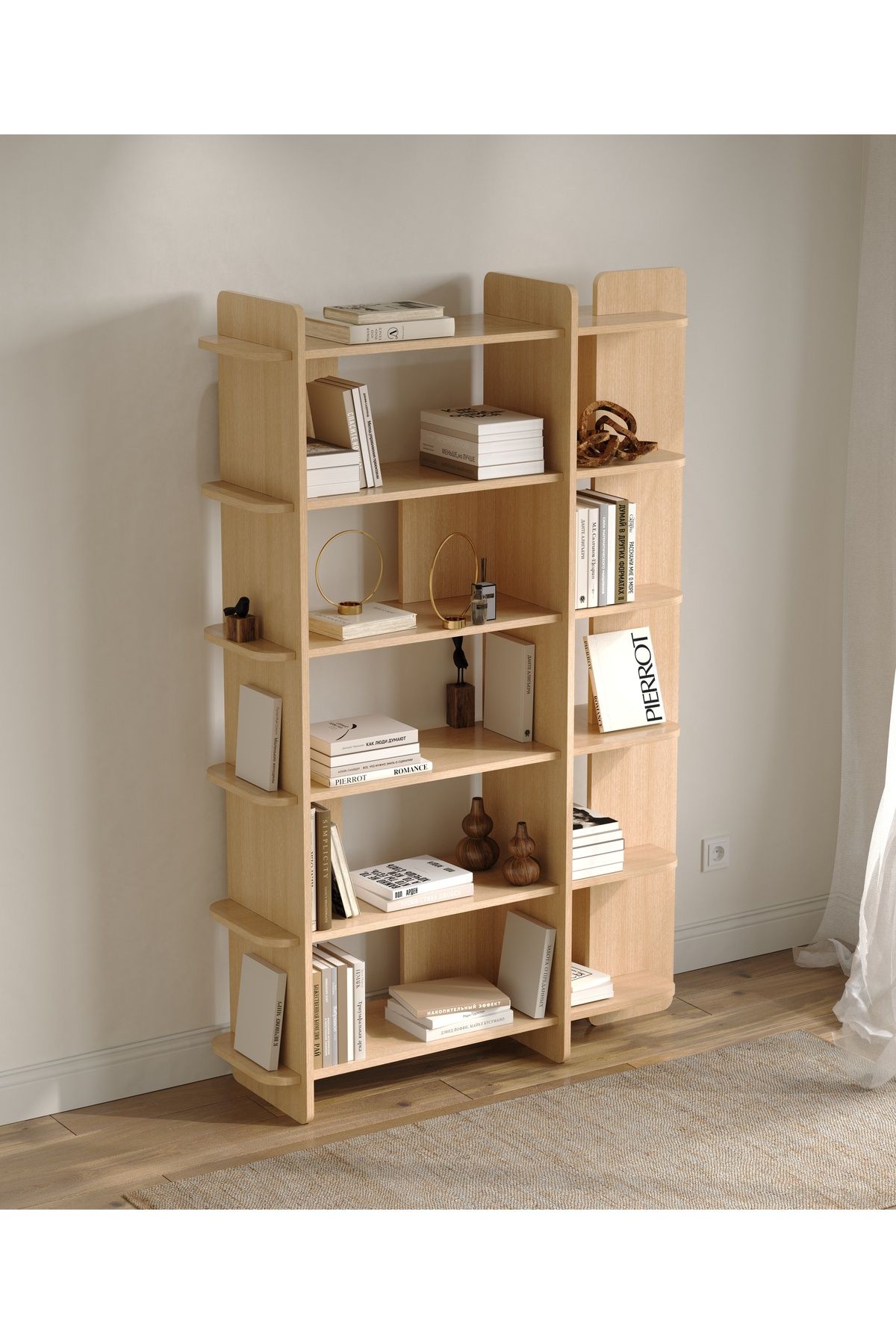 Misinko Otranto Kitaplık | 120 cm - 6 Raflı Açık Meşe Renkli