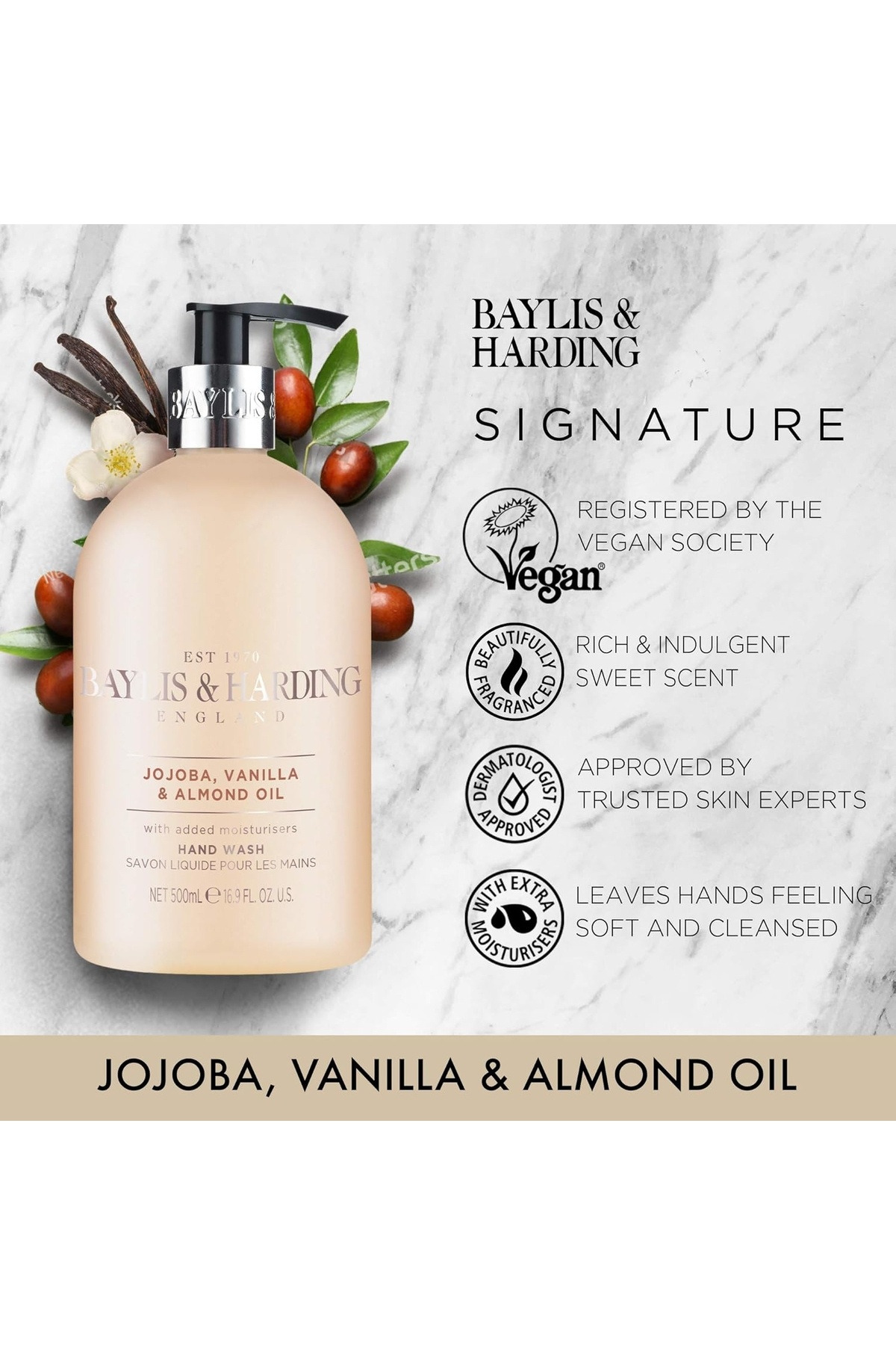 Baylis & Harding-غسول اليدين بزيت الجوجوبا والفانيليا واللوز 3