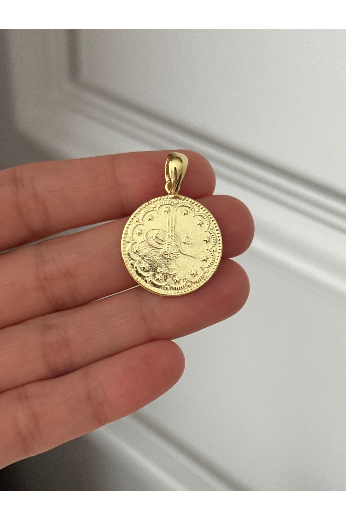emy by emel luxury silver jewelry Altın Kaplama Tuğra Kolye Ucu 925 Ayar Gümüş