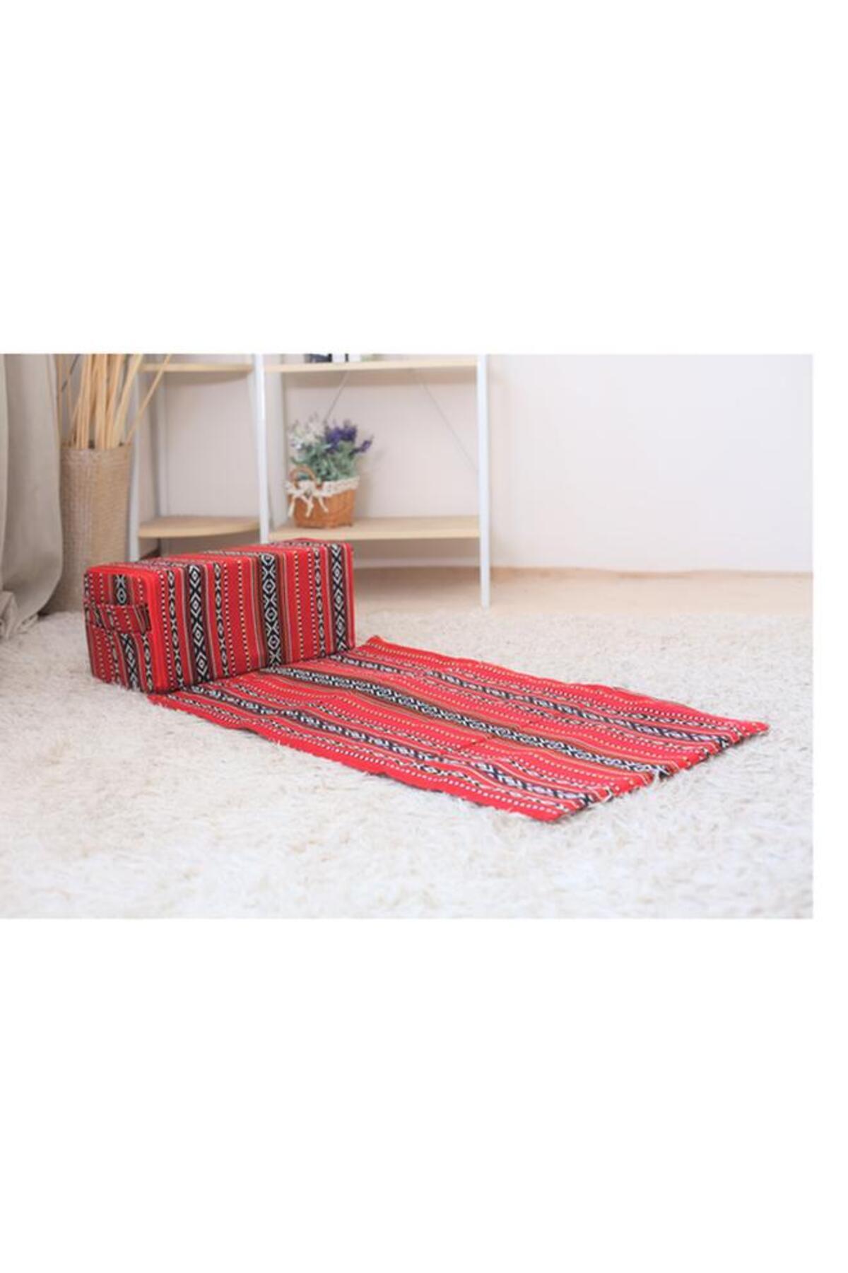 سجادة تخييم خارجية متينة مطبوعة من LIVING ACCENTS مع وسادة متعددة الألوان