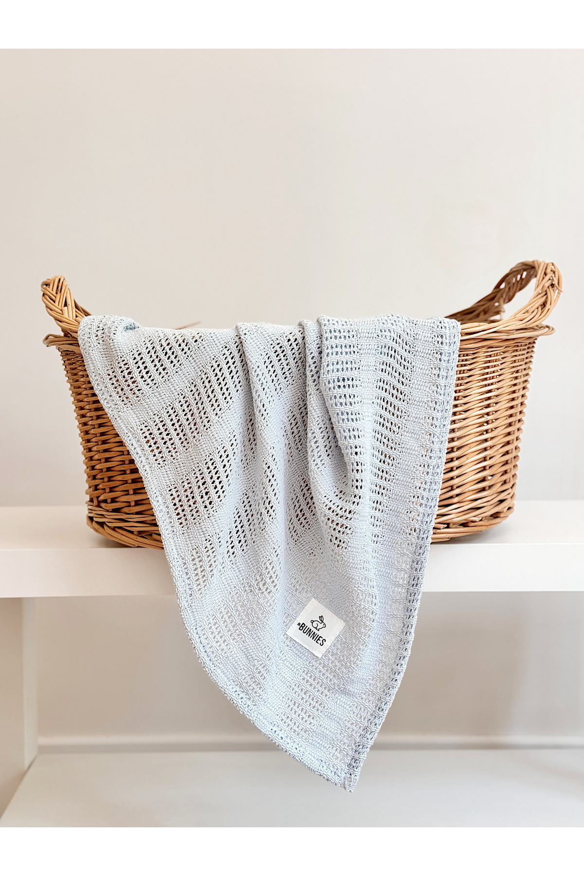 jr.bunnies Açık Mavi %100 Pamuk Bebek Battaniyesi 100x100 cm – Yazın Terletmeyen, Nefes Alan Hafif Örtü fotoğrafı 2 (önizleme)